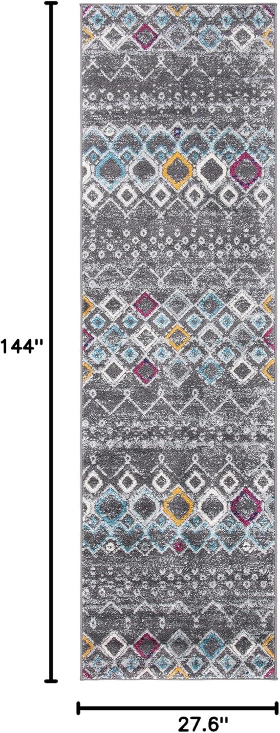 image:imageSAFAVIEH Amsterdam Collection Area Rug 8 x 10 Ivory amp Multi Moroccan Boho Design NonShedding amp Easy Care Ideal for High Traffic Areas in Living Room Bedroom AMS108KDark GreyIvory