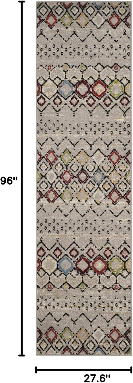 image:imageSAFAVIEH Amsterdam Collection Area Rug 8 x 10 Ivory amp Multi Moroccan Boho Design NonShedding amp Easy Care Ideal for High Traffic Areas in Living Room Bedroom AMS108KLight GreyMulti