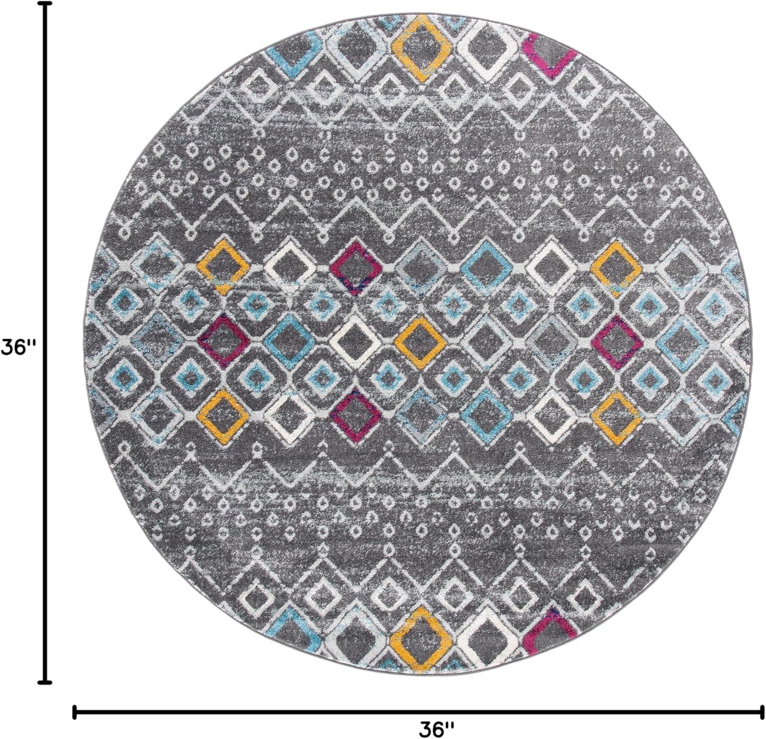 image:imageSAFAVIEH Amsterdam Collection Area Rug 8 x 10 Ivory amp Multi Moroccan Boho Design NonShedding amp Easy Care Ideal for High Traffic Areas in Living Room Bedroom AMS108KDark GreyIvory