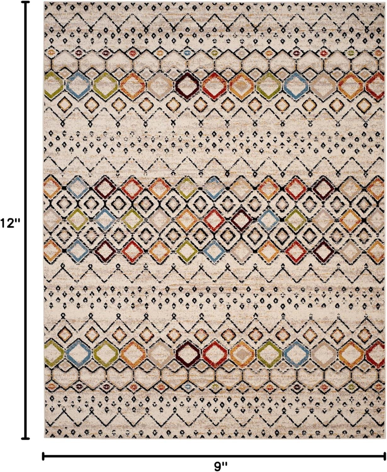 image:imageSAFAVIEH Amsterdam Collection Area Rug 8 x 10 Ivory amp Multi Moroccan Boho Design NonShedding amp Easy Care Ideal for High Traffic Areas in Living Room Bedroom AMS108KIvoryMulti
