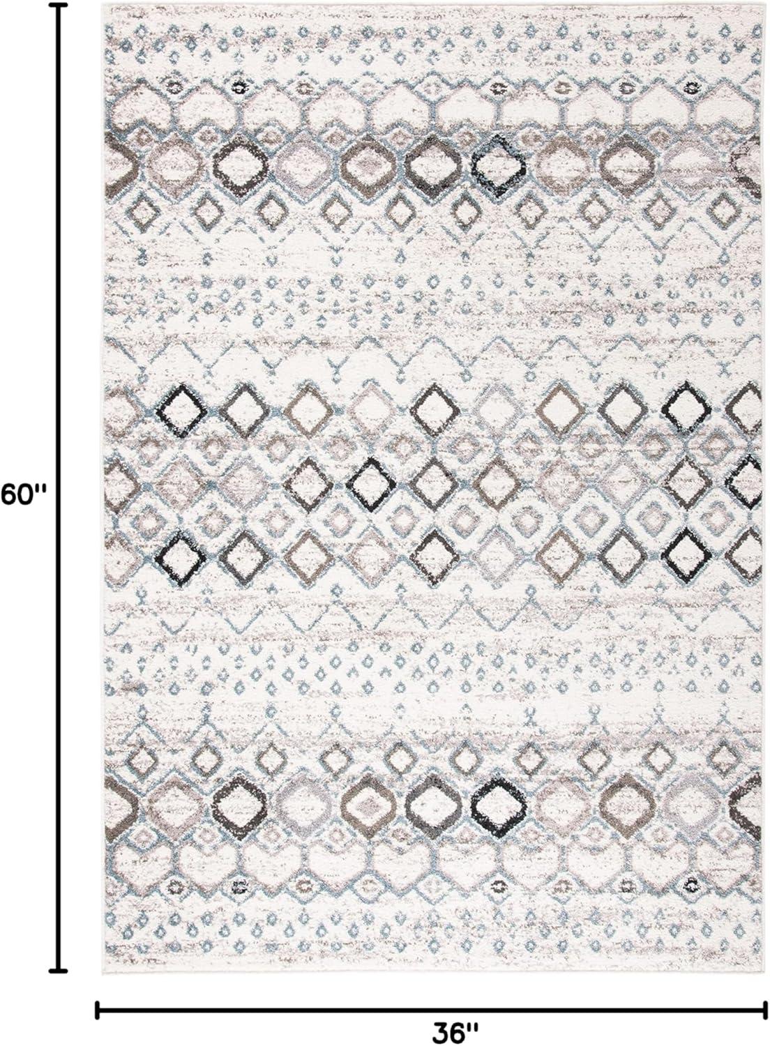 image:imageSAFAVIEH Amsterdam Collection Area Rug 8 x 10 Ivory amp Multi Moroccan Boho Design NonShedding amp Easy Care Ideal for High Traffic Areas in Living Room Bedroom AMS108KIvoryGrey