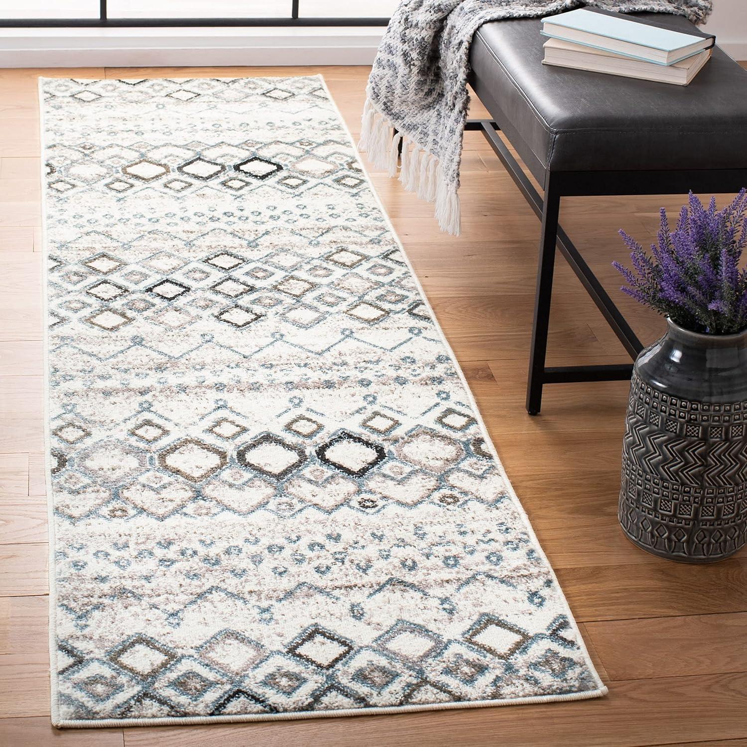 image:imageSAFAVIEH Amsterdam Collection Area Rug 8 x 10 Ivory amp Multi Moroccan Boho Design NonShedding amp Easy Care Ideal for High Traffic Areas in Living Room Bedroom AMS108KIvoryGrey