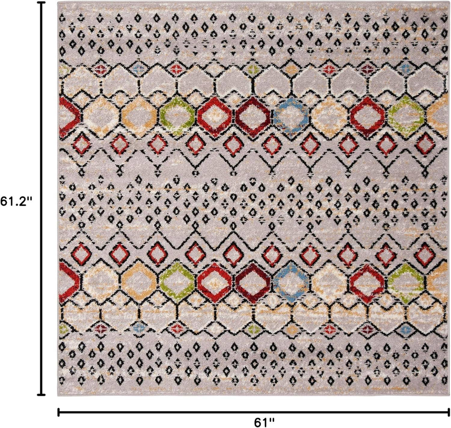 image:imageSAFAVIEH Amsterdam Collection Area Rug 8 x 10 Ivory amp Multi Moroccan Boho Design NonShedding amp Easy Care Ideal for High Traffic Areas in Living Room Bedroom AMS108KLight GreyMulti