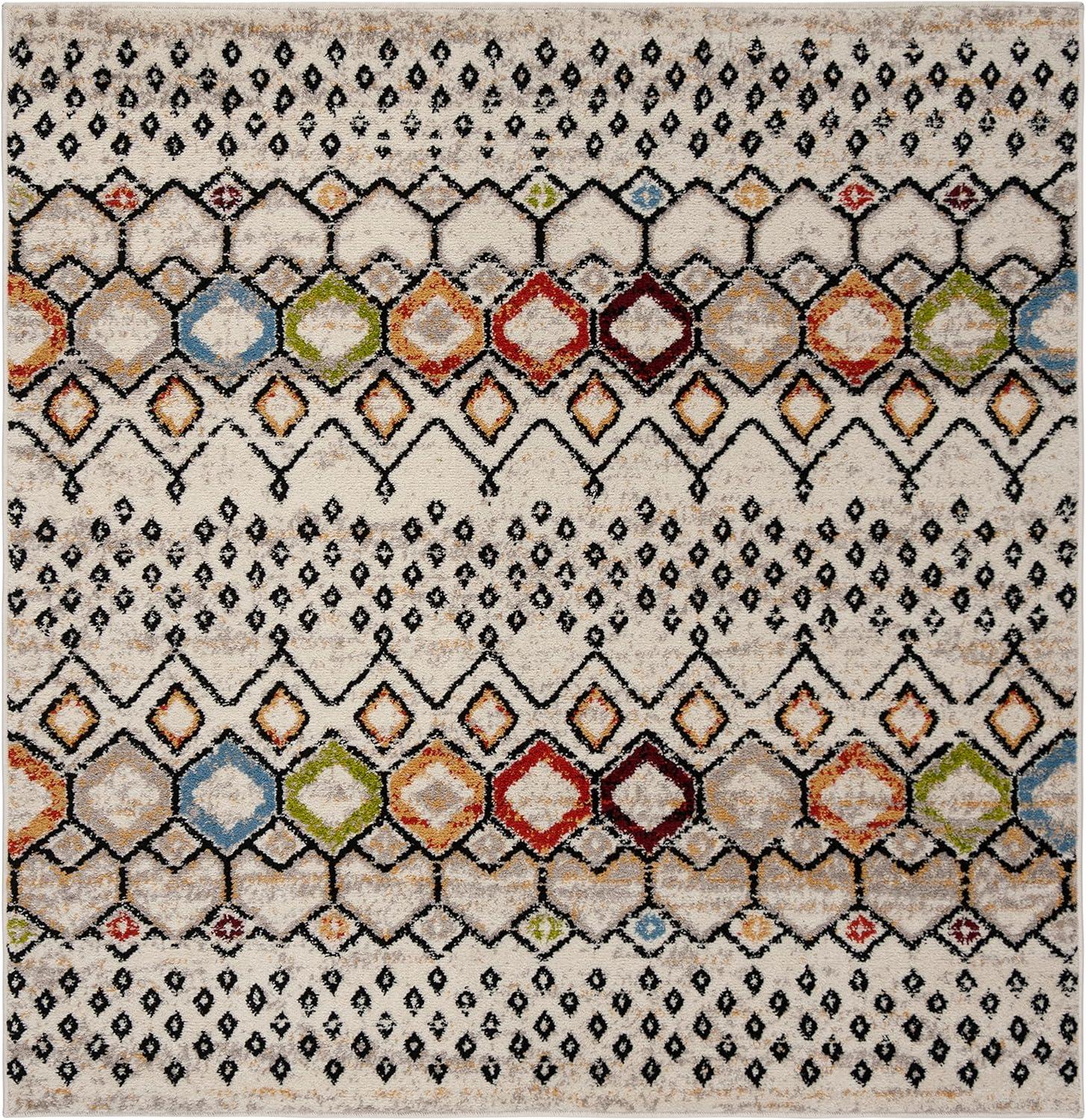 image:imageSAFAVIEH Amsterdam Collection Area Rug 8 x 10 Ivory amp Multi Moroccan Boho Design NonShedding amp Easy Care Ideal for High Traffic Areas in Living Room Bedroom AMS108KIvoryMulti