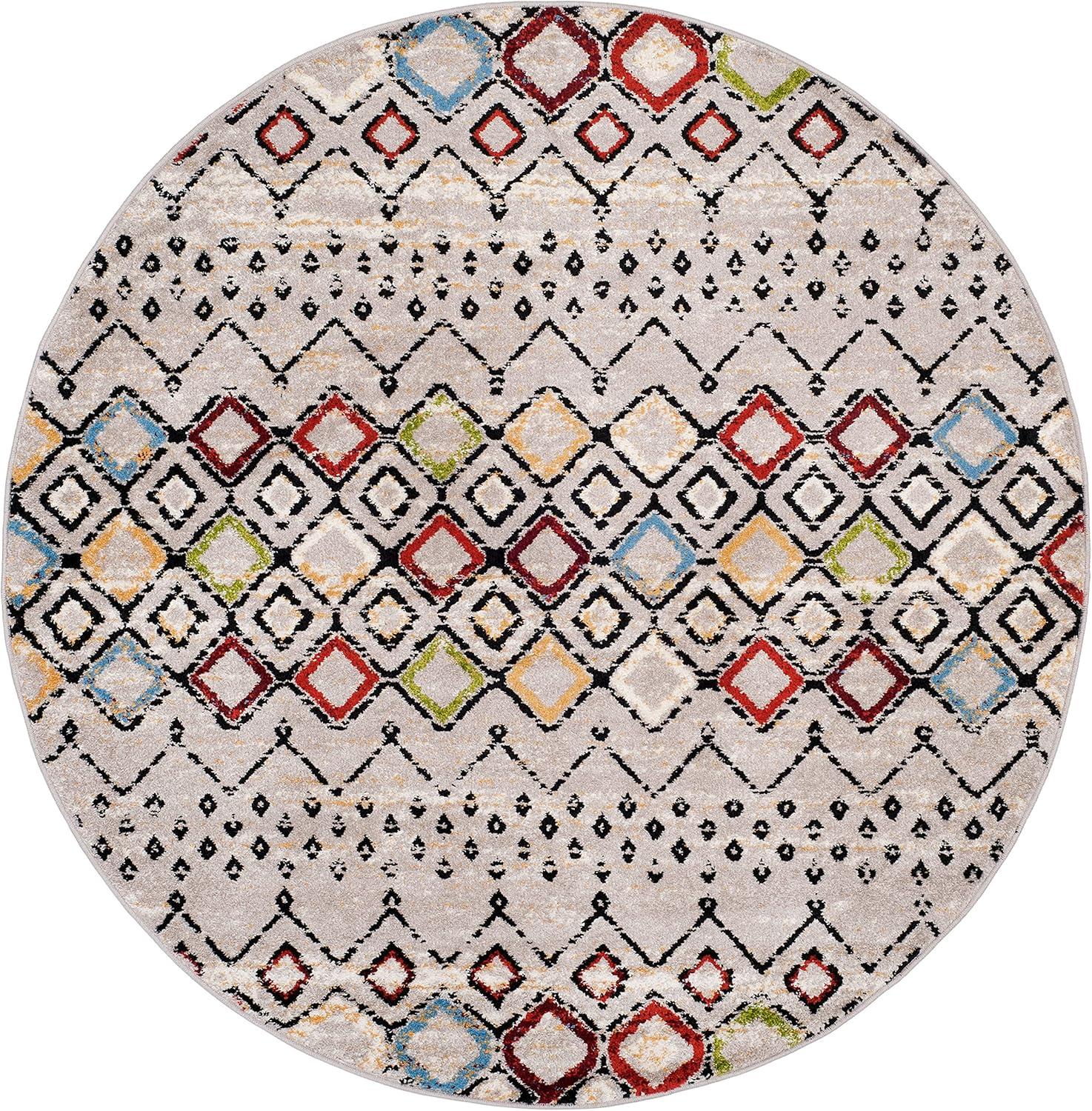 image:imageSAFAVIEH Amsterdam Collection Area Rug 8 x 10 Ivory amp Multi Moroccan Boho Design NonShedding amp Easy Care Ideal for High Traffic Areas in Living Room Bedroom AMS108KLight GreyMulti