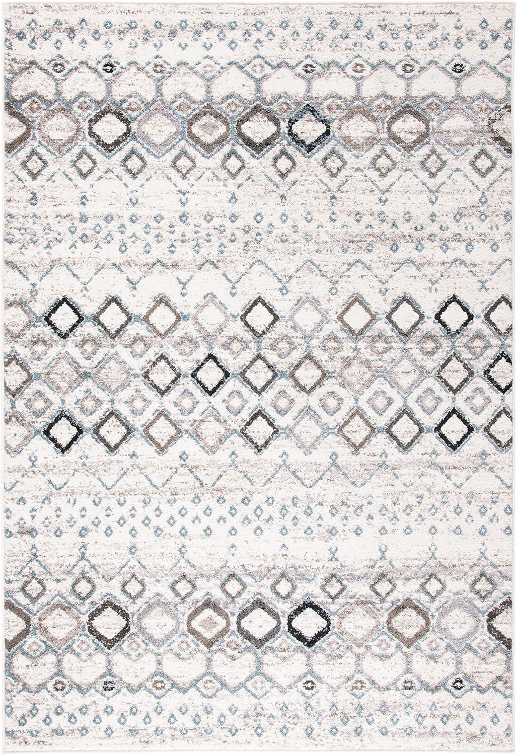 image:imageSAFAVIEH Amsterdam Collection Area Rug 8 x 10 Ivory amp Multi Moroccan Boho Design NonShedding amp Easy Care Ideal for High Traffic Areas in Living Room Bedroom AMS108KIvoryGrey