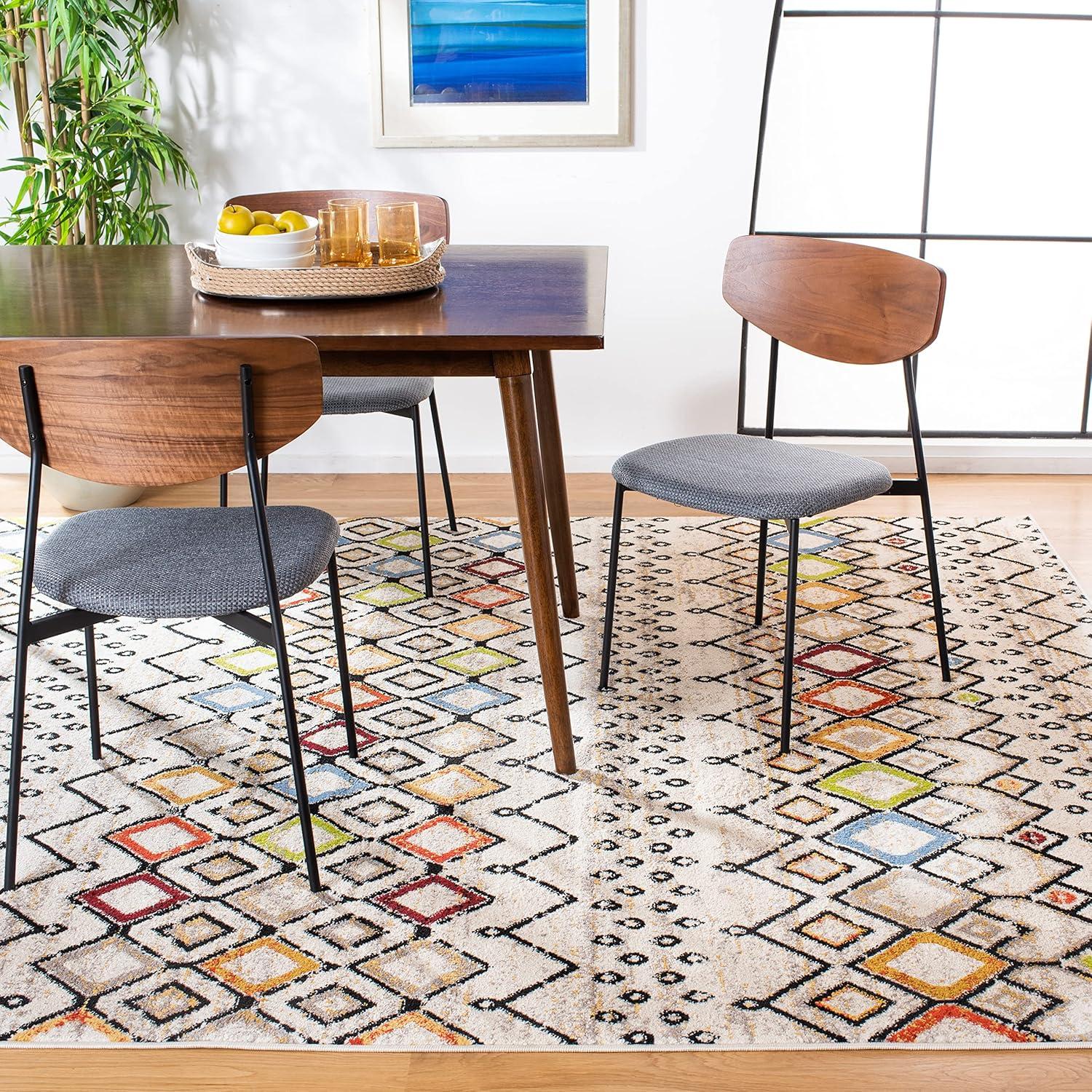image:imageSAFAVIEH Amsterdam Collection Area Rug 8 x 10 Ivory amp Multi Moroccan Boho Design NonShedding amp Easy Care Ideal for High Traffic Areas in Living Room Bedroom AMS108KIvoryMulti