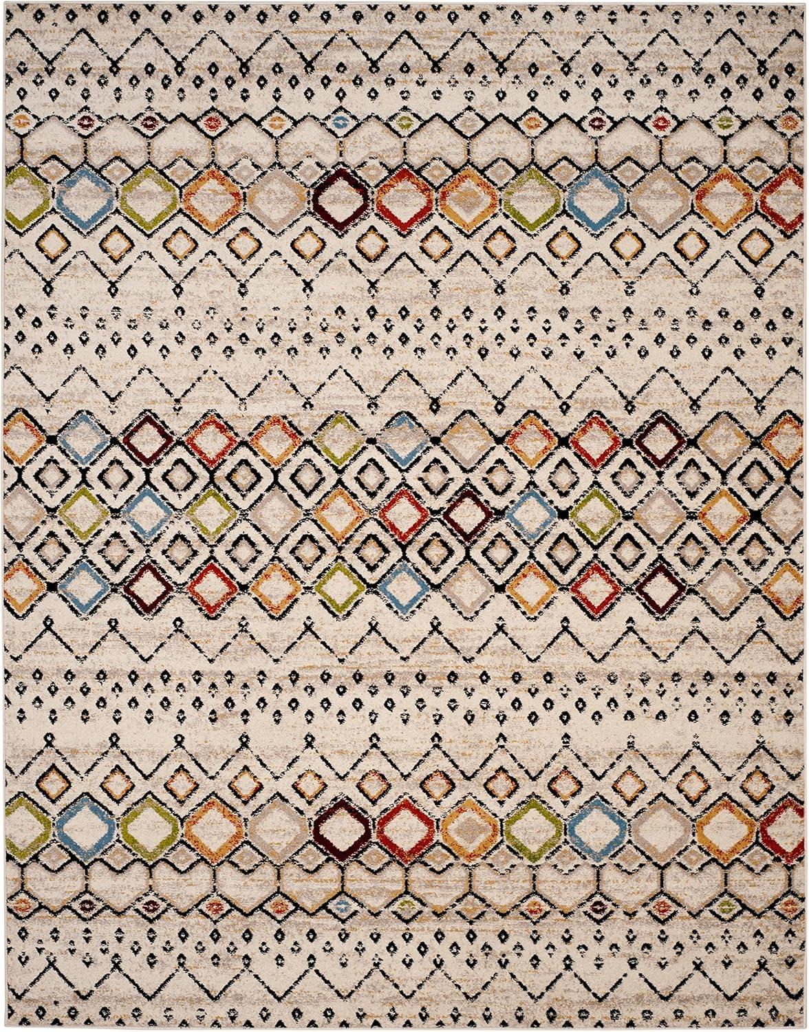 image:imageSAFAVIEH Amsterdam Collection Area Rug 8 x 10 Ivory amp Multi Moroccan Boho Design NonShedding amp Easy Care Ideal for High Traffic Areas in Living Room Bedroom AMS108KIvoryMulti