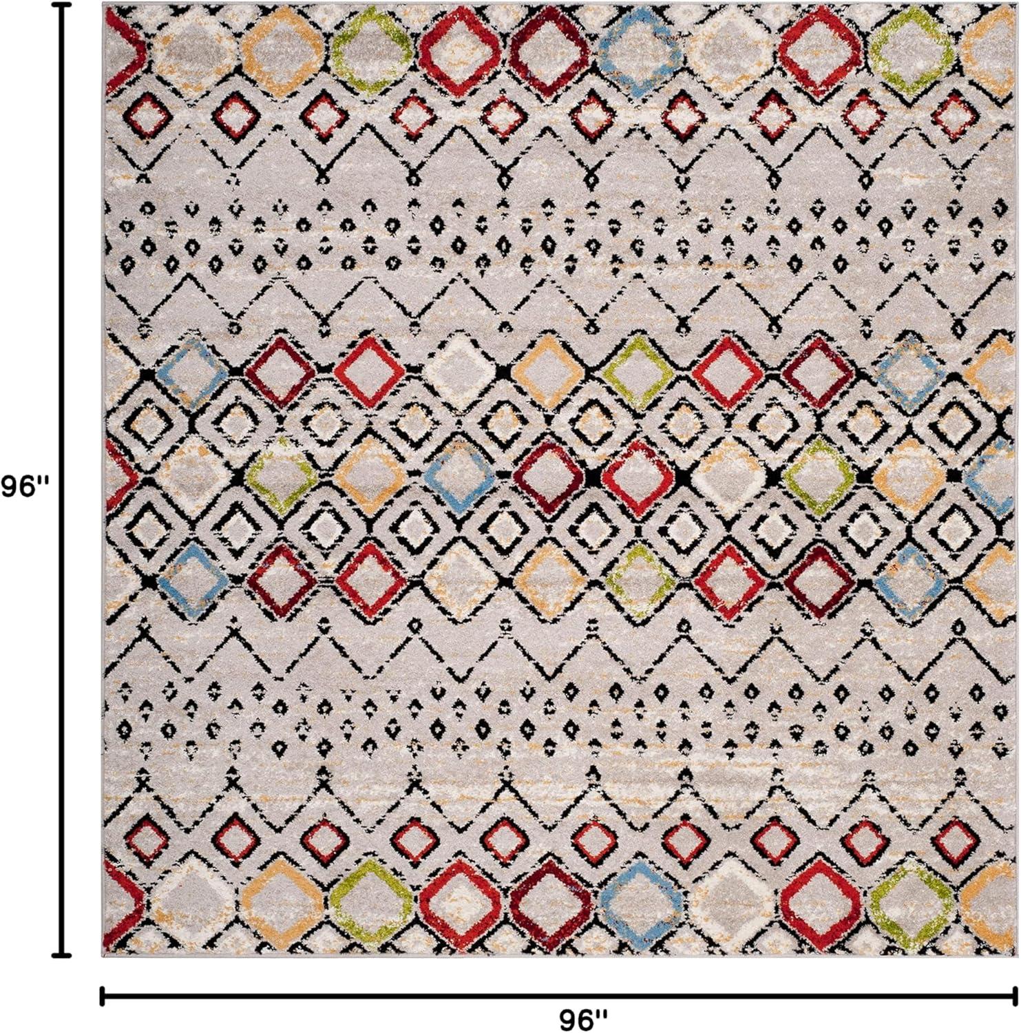 image:imageSAFAVIEH Amsterdam Collection Area Rug 8 x 10 Ivory amp Multi Moroccan Boho Design NonShedding amp Easy Care Ideal for High Traffic Areas in Living Room Bedroom AMS108KLight GreyMulti