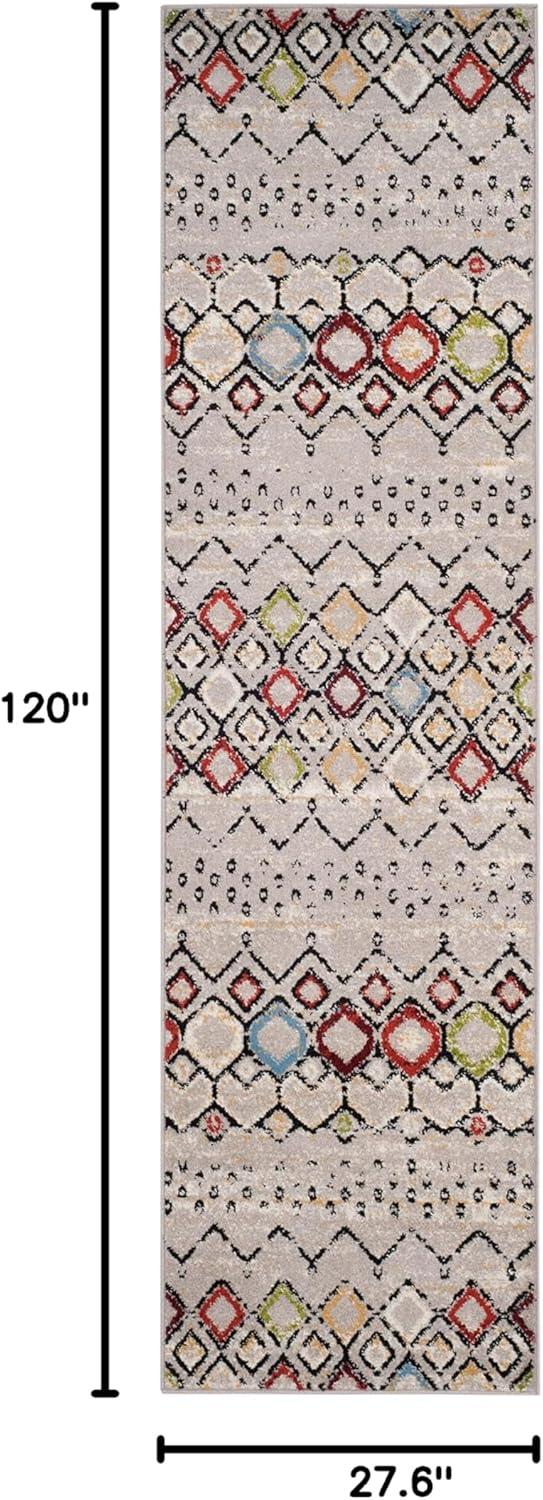 image:imageSAFAVIEH Amsterdam Collection Area Rug 8 x 10 Ivory amp Multi Moroccan Boho Design NonShedding amp Easy Care Ideal for High Traffic Areas in Living Room Bedroom AMS108KLight GreyMulti