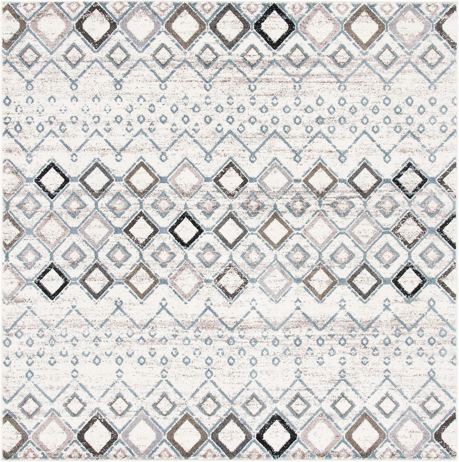 image:imageSAFAVIEH Amsterdam Collection Area Rug 8 x 10 Ivory amp Multi Moroccan Boho Design NonShedding amp Easy Care Ideal for High Traffic Areas in Living Room Bedroom AMS108KIvoryGrey