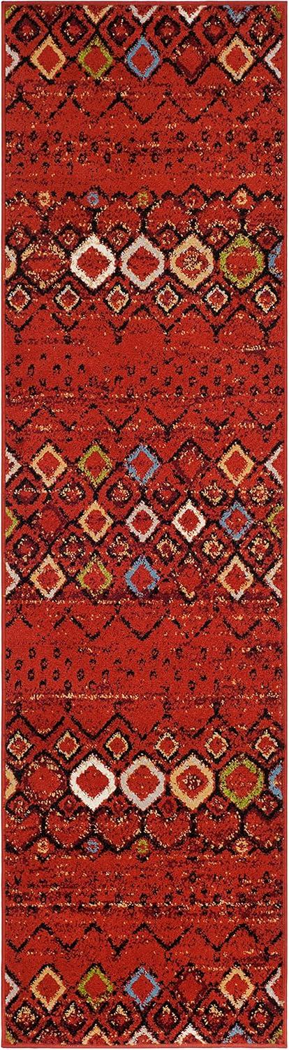 image:imageSAFAVIEH Amsterdam Collection Area Rug 8 x 10 Ivory amp Multi Moroccan Boho Design NonShedding amp Easy Care Ideal for High Traffic Areas in Living Room Bedroom AMS108KTerracottaMulti