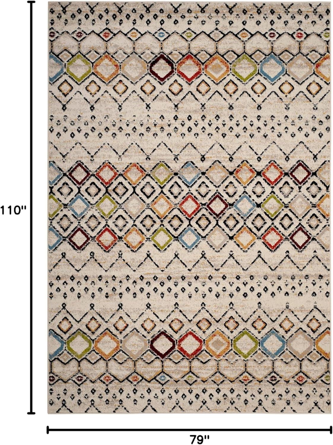 image:imageSAFAVIEH Amsterdam Collection Area Rug 8 x 10 Ivory amp Multi Moroccan Boho Design NonShedding amp Easy Care Ideal for High Traffic Areas in Living Room Bedroom AMS108KIvoryMulti