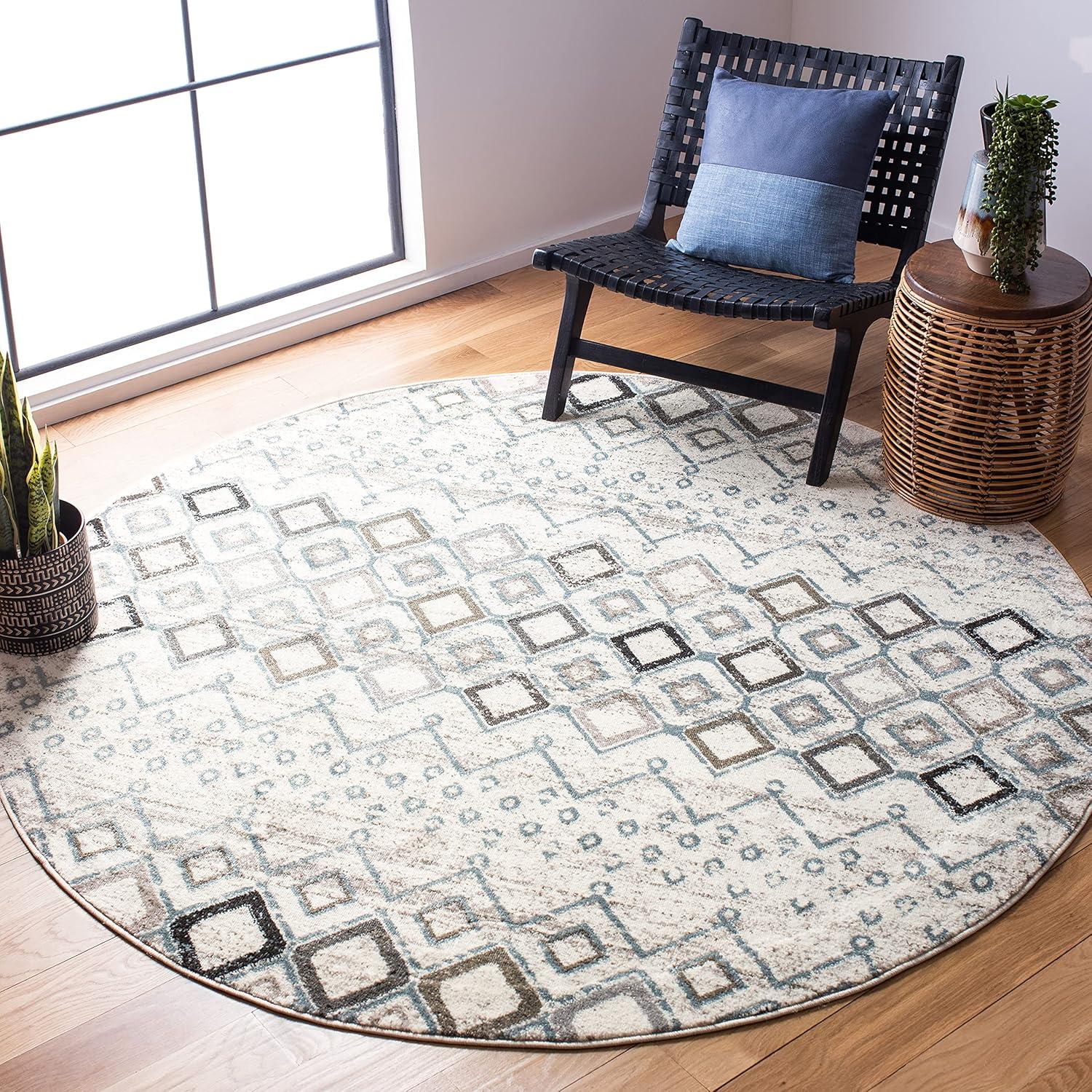 image:imageSAFAVIEH Amsterdam Collection Area Rug 8 x 10 Ivory amp Multi Moroccan Boho Design NonShedding amp Easy Care Ideal for High Traffic Areas in Living Room Bedroom AMS108KIvoryGrey