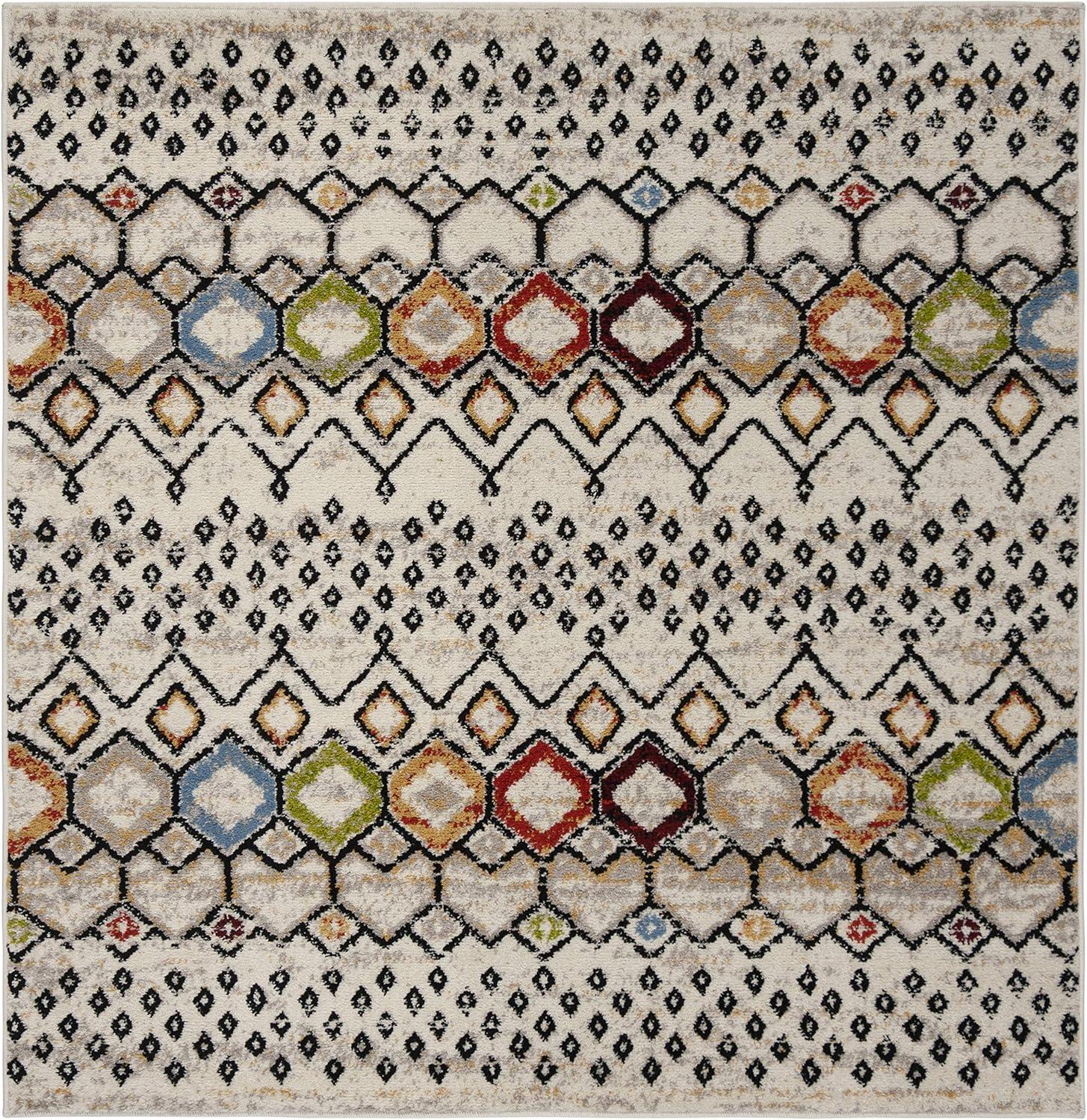 image:imageSAFAVIEH Amsterdam Collection Area Rug 8 x 10 Ivory amp Multi Moroccan Boho Design NonShedding amp Easy Care Ideal for High Traffic Areas in Living Room Bedroom AMS108KIvoryMulti