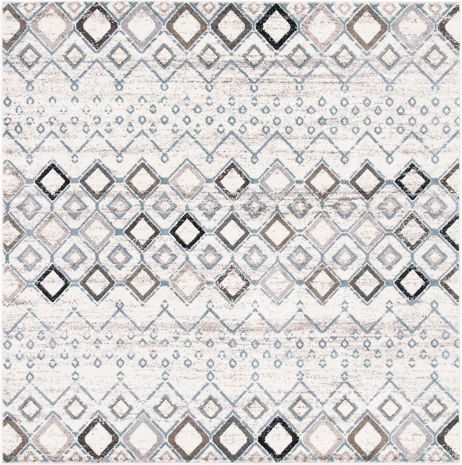 image:imageSAFAVIEH Amsterdam Collection Area Rug 8 x 10 Ivory amp Multi Moroccan Boho Design NonShedding amp Easy Care Ideal for High Traffic Areas in Living Room Bedroom AMS108KIvoryGrey