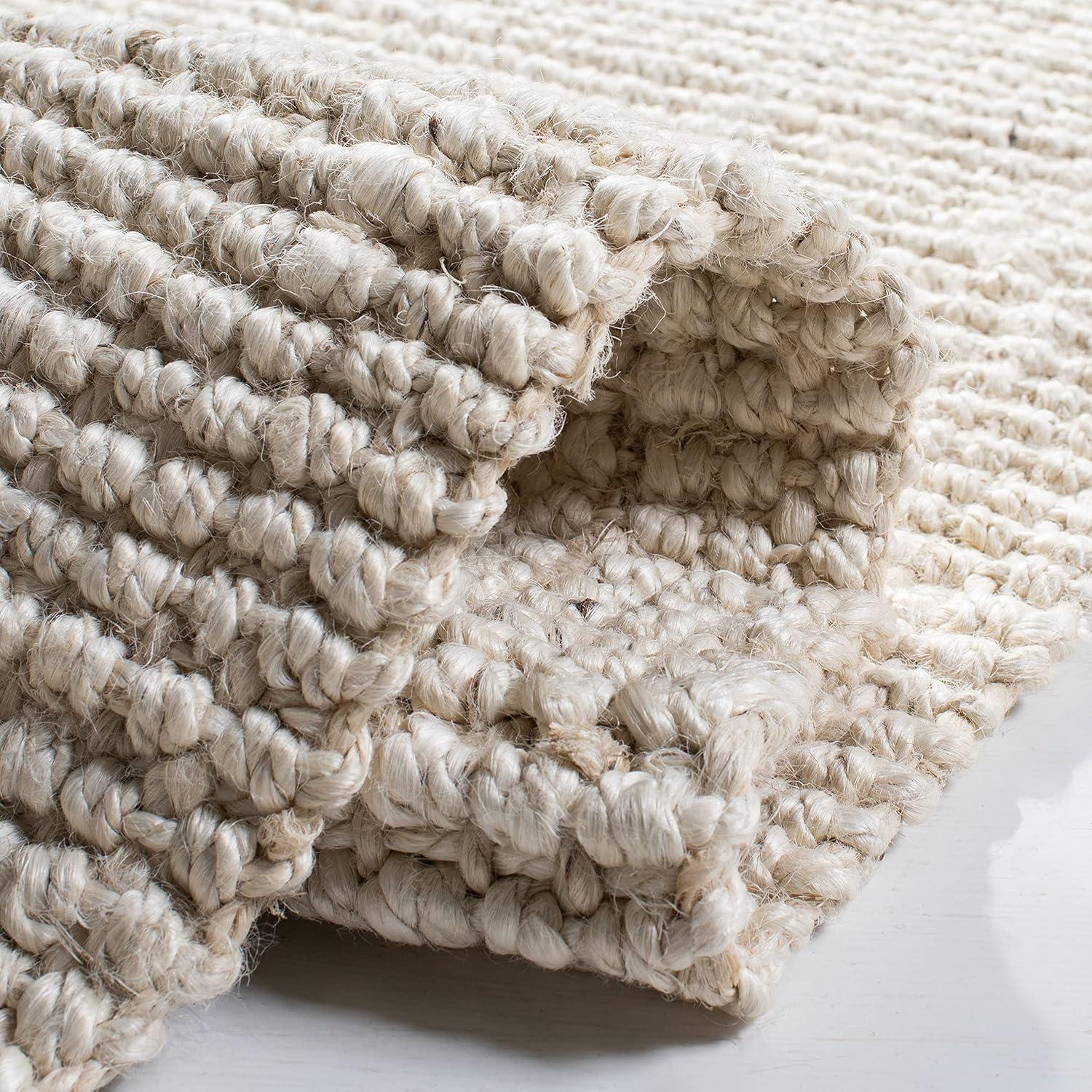 image:imageSAFAVIEH Area Rug 5x8 Natural Fiber Collection Natural Brown Handmade Jute amp Coir Farmhouse Style Chunky Textured Thick Pile NF747ABleachIvory