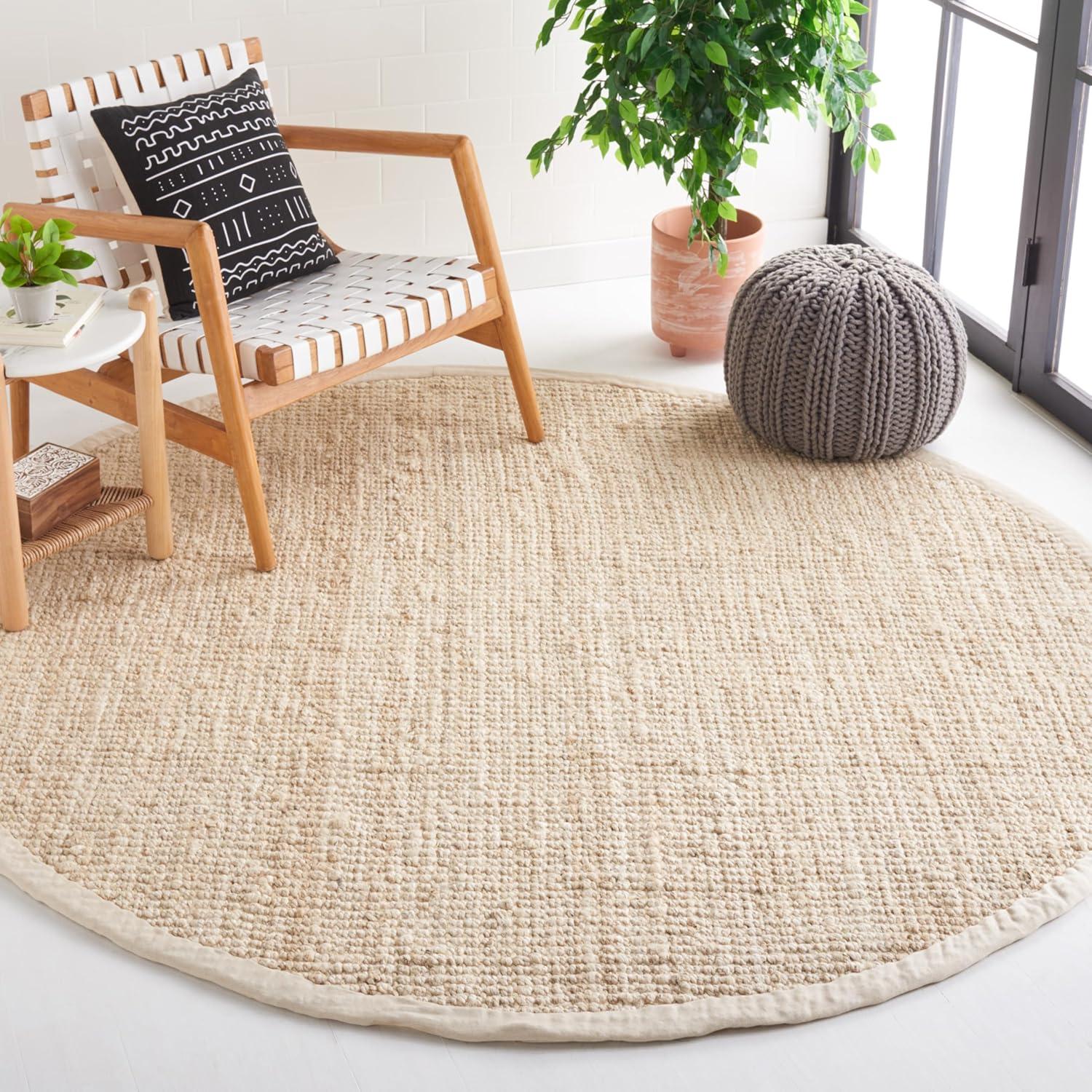 image:imageSAFAVIEH Area Rug 5x8 Natural Fiber Collection Natural Brown Handmade Jute amp Coir Farmhouse Style Chunky Textured Thick Pile NF747ABleachIvory
