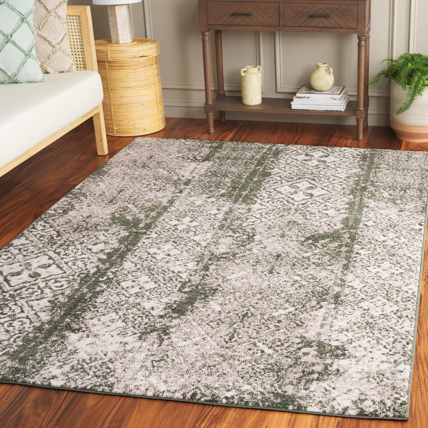image:imageSAFAVIEH Area Rug 8x10 Adirondack Collection Large Black amp Silver Moroccan Boho Design NonShedding amp Easy Cleaning Ideal for Living Room Bedroom Office Dining Space ADR111CDark GreenIvory