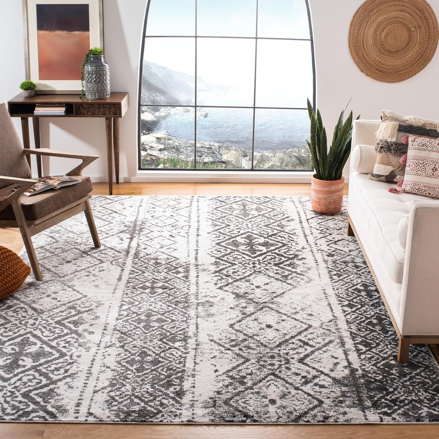 image:imageSAFAVIEH Area Rug 8x10 Adirondack Collection Large Black amp Silver Moroccan Boho Design NonShedding amp Easy Cleaning Ideal for Living Room Bedroom Office Dining Space ADR111CSilverBlack
