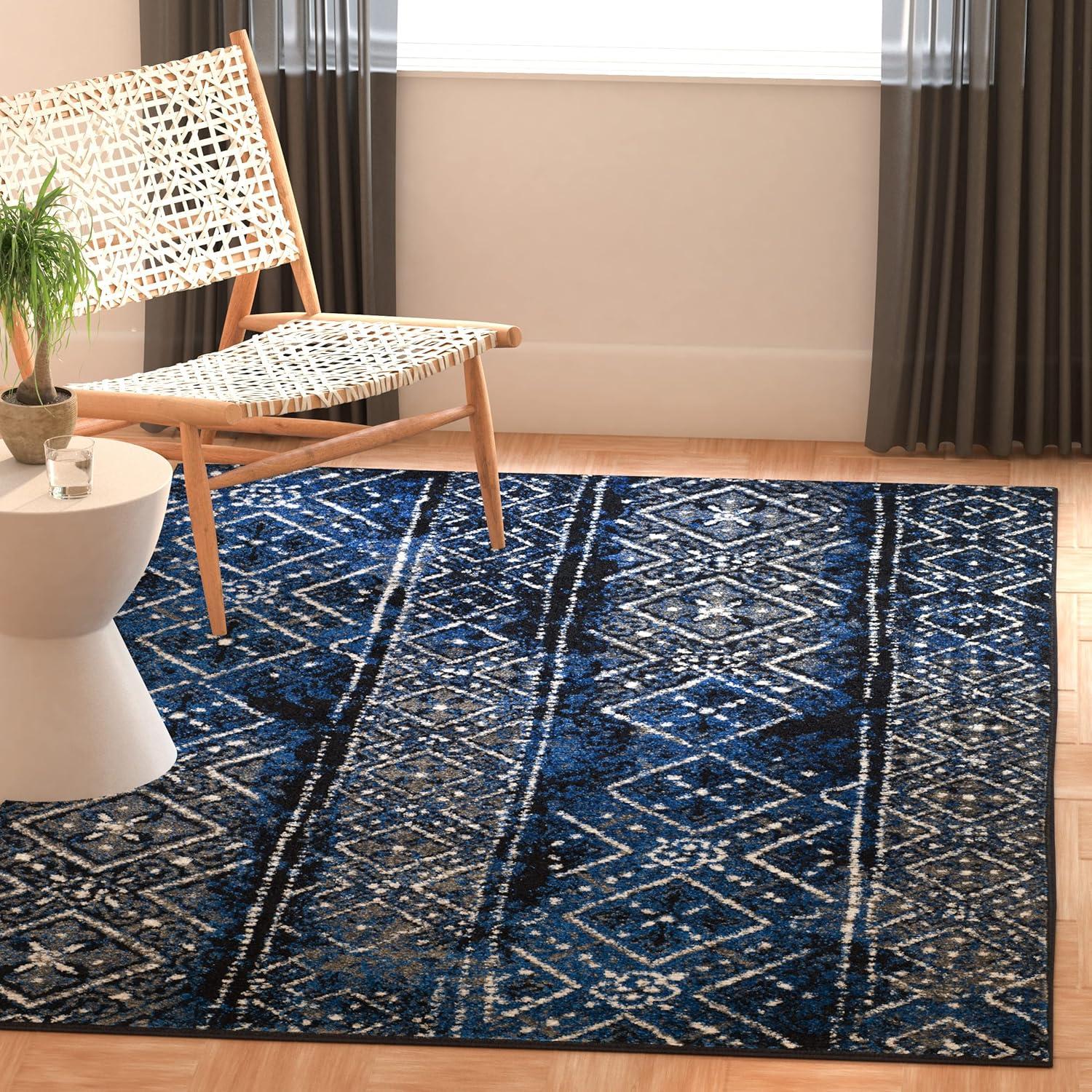 image:imageSAFAVIEH Area Rug 8x10 Adirondack Collection Large Black amp Silver Moroccan Boho Design NonShedding amp Easy Cleaning Ideal for Living Room Bedroom Office Dining Space ADR111CBlueBlack