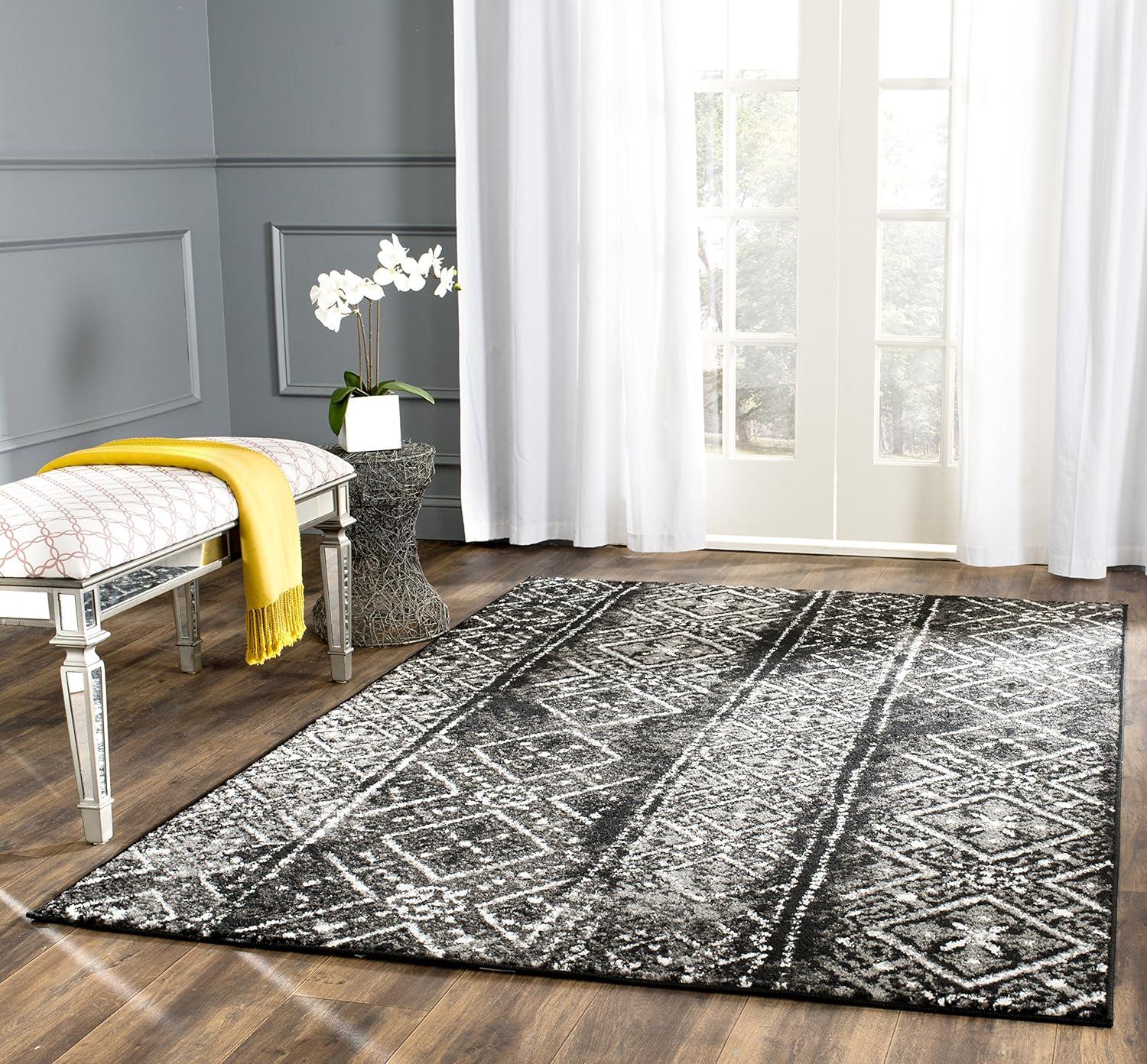 image:imageSAFAVIEH Area Rug 8x10 Adirondack Collection Large Black amp Silver Moroccan Boho Design NonShedding amp Easy Cleaning Ideal for Living Room Bedroom Office Dining Space ADR111CBlackSilver
