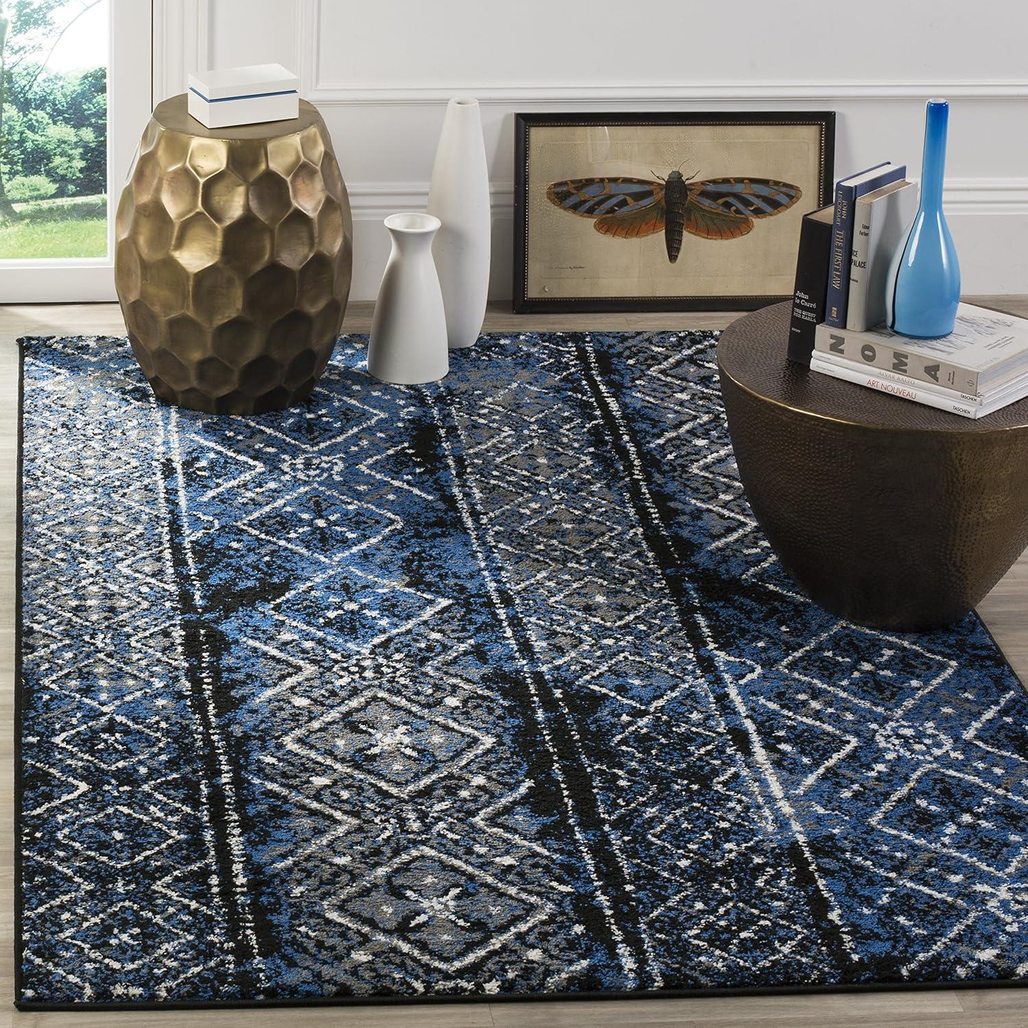 image:imageSAFAVIEH Area Rug 8x10 Adirondack Collection Large Black amp Silver Moroccan Boho Design NonShedding amp Easy Cleaning Ideal for Living Room Bedroom Office Dining Space ADR111CBlueBlack