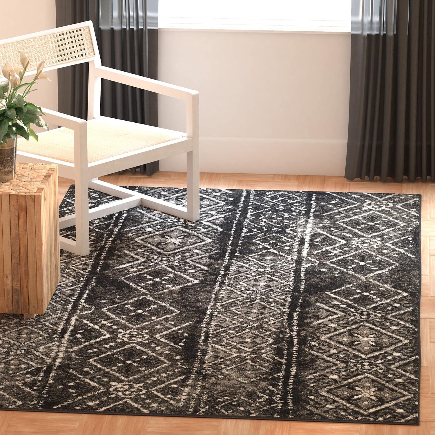 image:imageSAFAVIEH Area Rug 8x10 Adirondack Collection Large Black amp Silver Moroccan Boho Design NonShedding amp Easy Cleaning Ideal for Living Room Bedroom Office Dining Space ADR111CBlackSilver