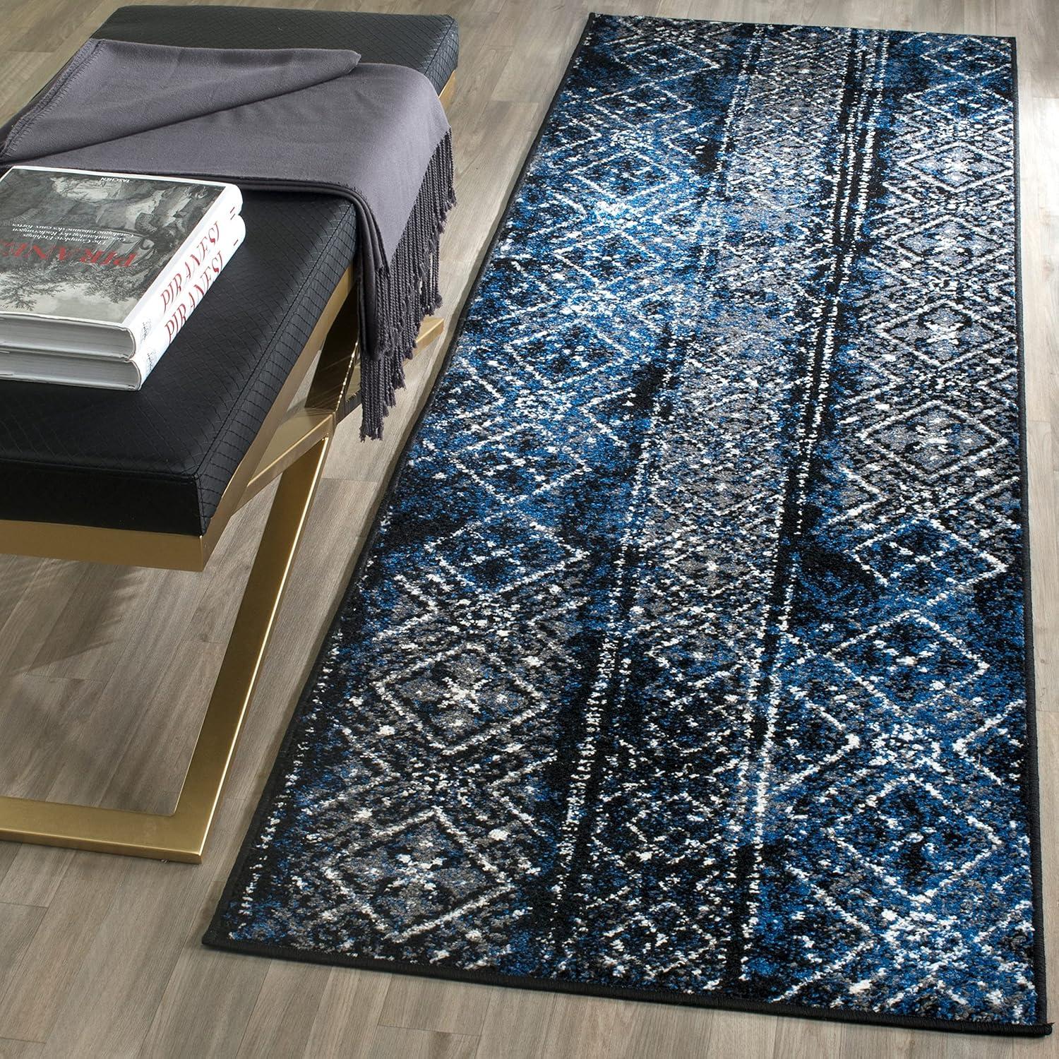 image:imageSAFAVIEH Area Rug 8x10 Adirondack Collection Large Black amp Silver Moroccan Boho Design NonShedding amp Easy Cleaning Ideal for Living Room Bedroom Office Dining Space ADR111CBlueBlack