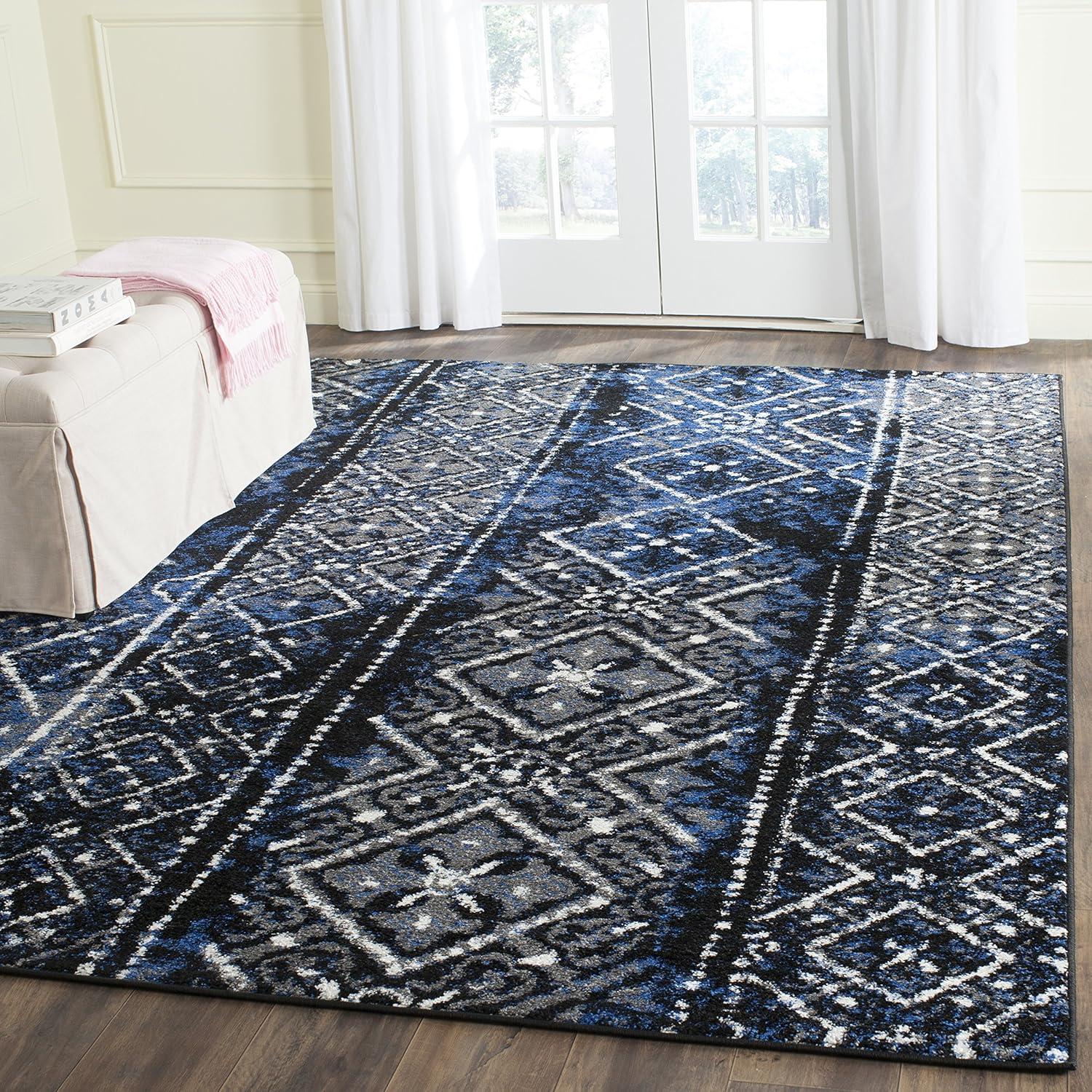 image:imageSAFAVIEH Area Rug 8x10 Adirondack Collection Large Black amp Silver Moroccan Boho Design NonShedding amp Easy Cleaning Ideal for Living Room Bedroom Office Dining Space ADR111CBlueBlack