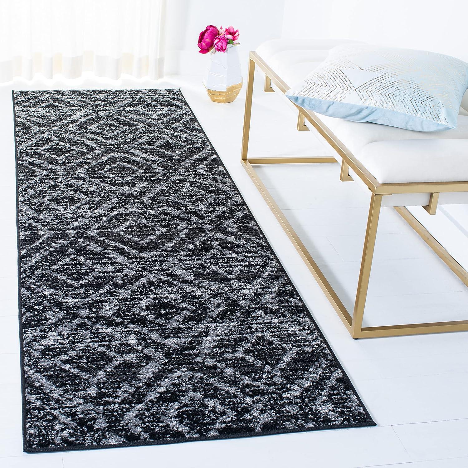 image:imageSAFAVIEH Area Rug 8x10 Adirondack Collection Large Ivory amp Light Blue Geometric Trellis Pattern NonShedding amp Easy Cleaning Ideal for Living Room Bedroom Office Dining Space ADR131TBlackIvory