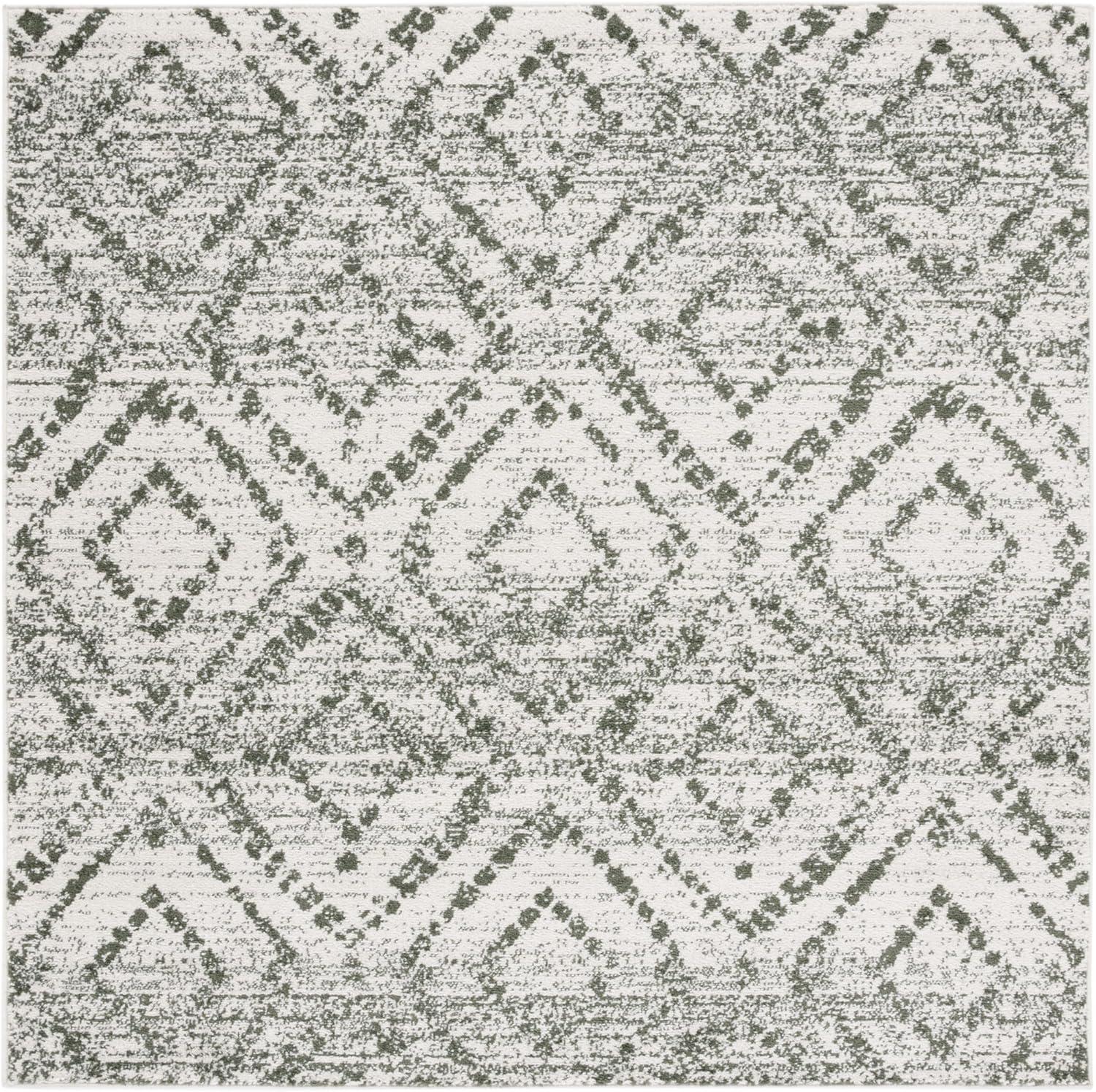 image:imageSAFAVIEH Area Rug 8x10 Adirondack Collection Large Ivory amp Light Blue Geometric Trellis Pattern NonShedding amp Easy Cleaning Ideal for Living Room Bedroom Office Dining Space ADR131TIvoryDark Green