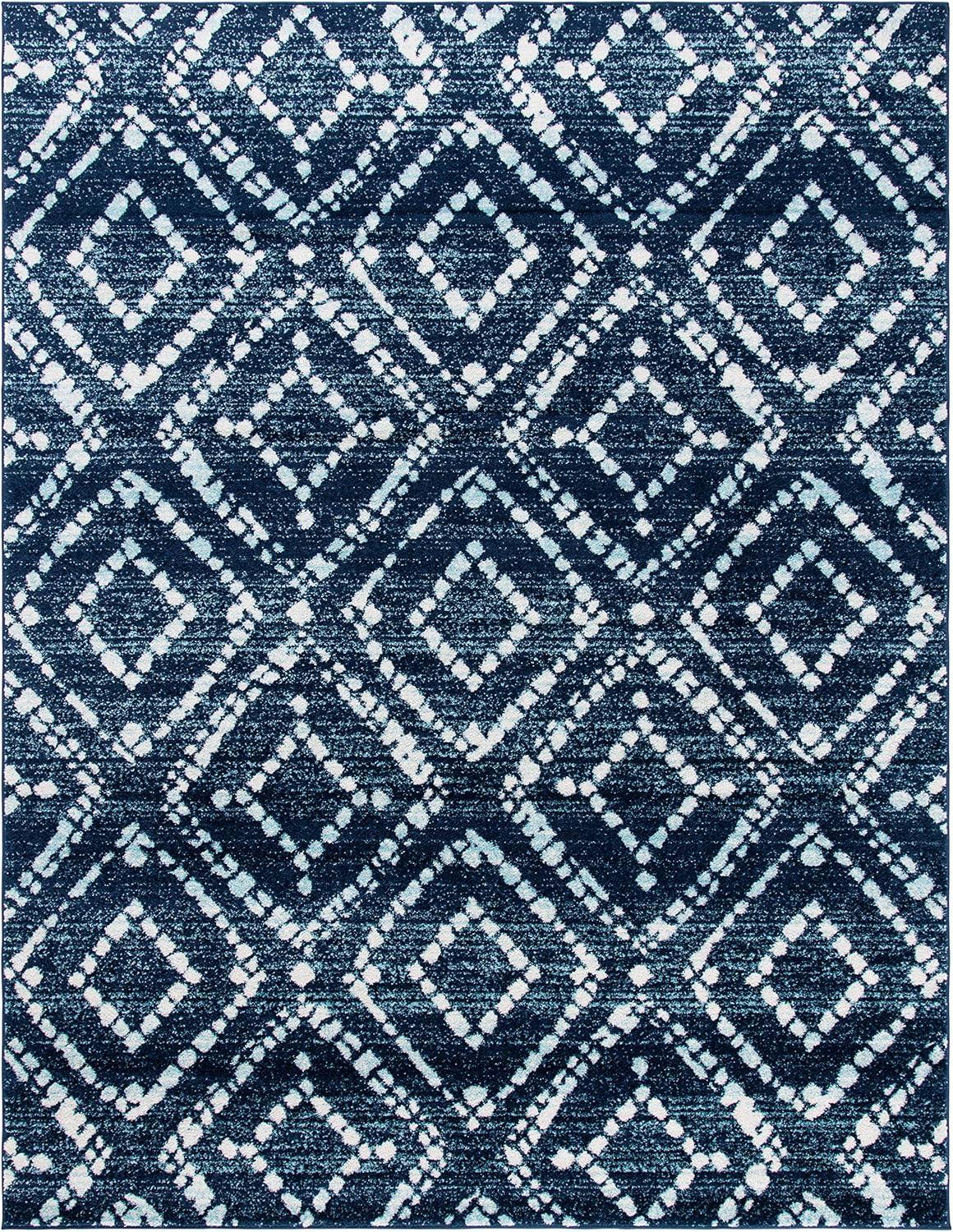 image:imageSAFAVIEH Area Rug 8x10 Adirondack Collection Large Ivory amp Light Blue Geometric Trellis Pattern NonShedding amp Easy Cleaning Ideal for Living Room Bedroom Office Dining Space ADR131TNavyIvory