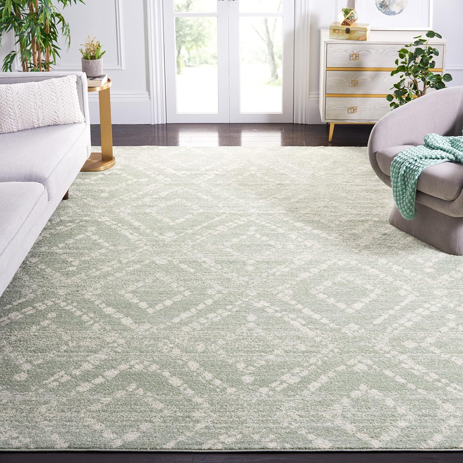 image:imageSAFAVIEH Area Rug 8x10 Adirondack Collection Large Ivory amp Light Blue Geometric Trellis Pattern NonShedding amp Easy Cleaning Ideal for Living Room Bedroom Office Dining Space ADR131TGreenIvory