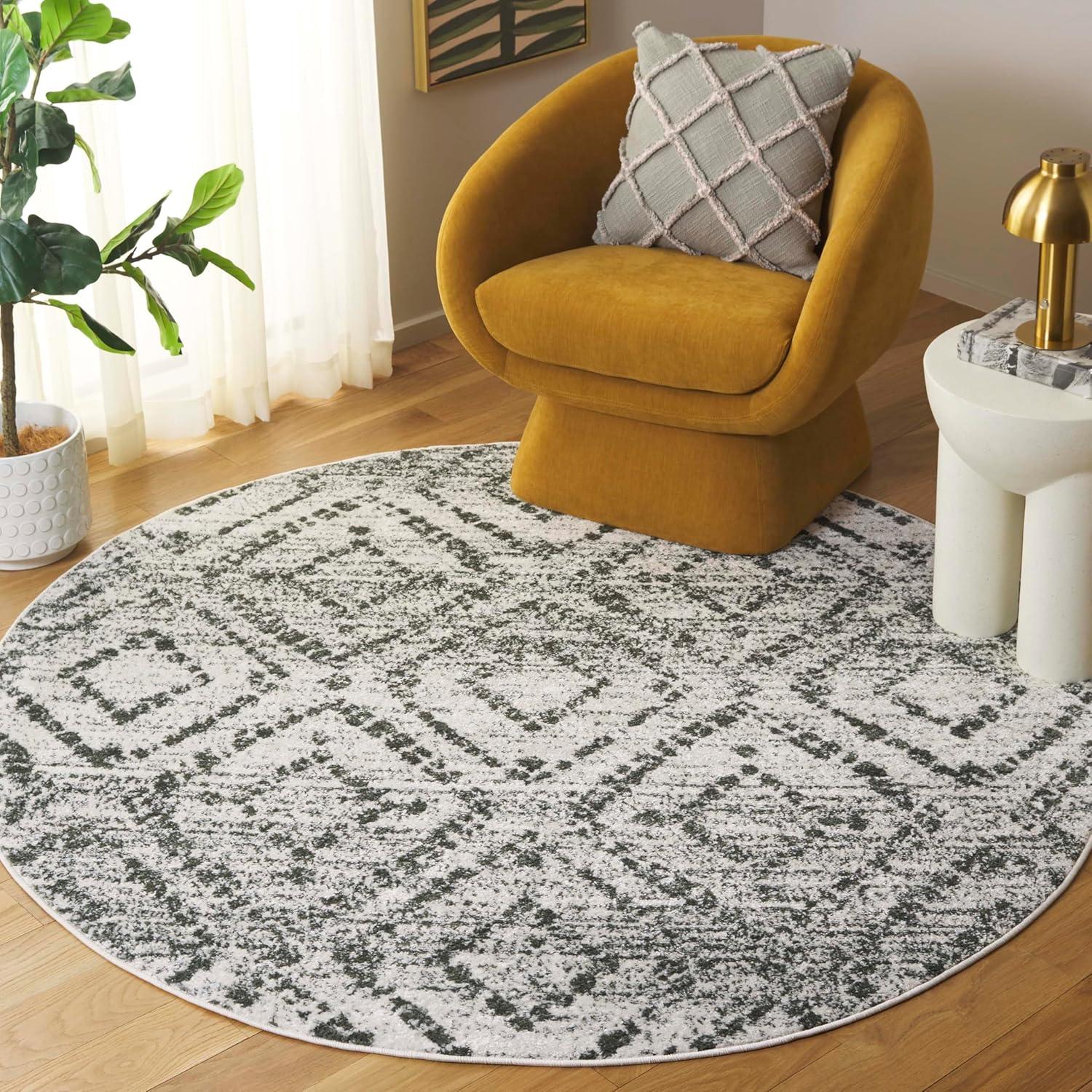 image:imageSAFAVIEH Area Rug 8x10 Adirondack Collection Large Ivory amp Light Blue Geometric Trellis Pattern NonShedding amp Easy Cleaning Ideal for Living Room Bedroom Office Dining Space ADR131TIvoryDark Green