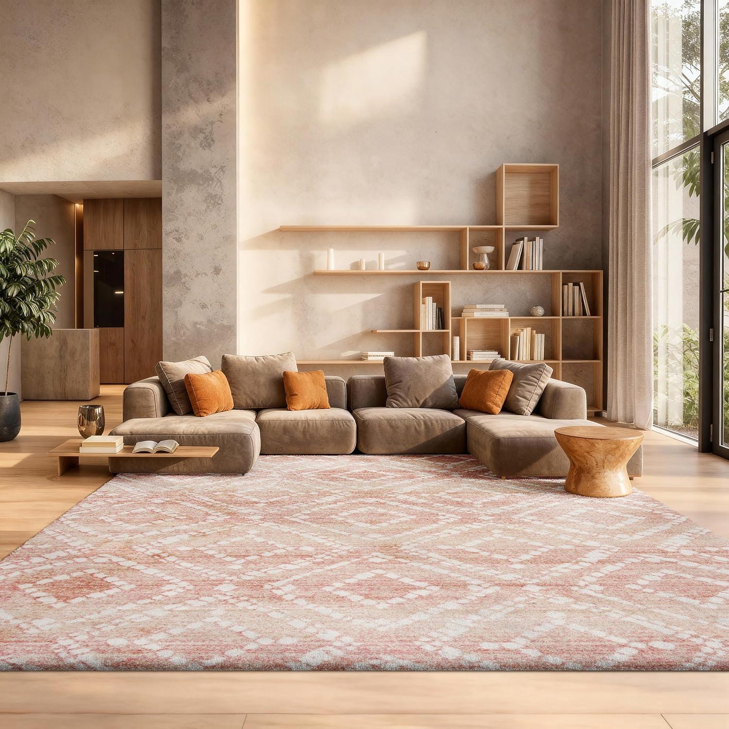image:imageSAFAVIEH Area Rug 8x10 Adirondack Collection Large Ivory amp Light Blue Geometric Trellis Pattern NonShedding amp Easy Cleaning Ideal for Living Room Bedroom Office Dining Space ADR131TRoseGold