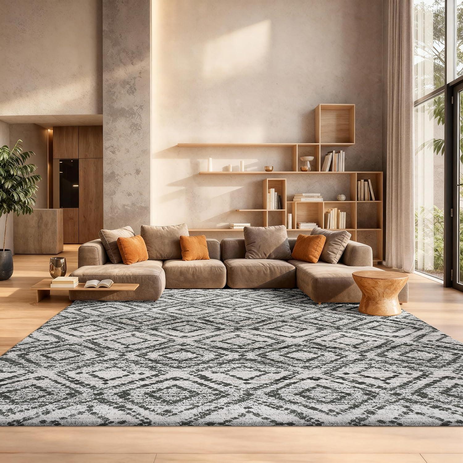 image:imageSAFAVIEH Area Rug 8x10 Adirondack Collection Large Ivory amp Light Blue Geometric Trellis Pattern NonShedding amp Easy Cleaning Ideal for Living Room Bedroom Office Dining Space ADR131TIvoryDark Green