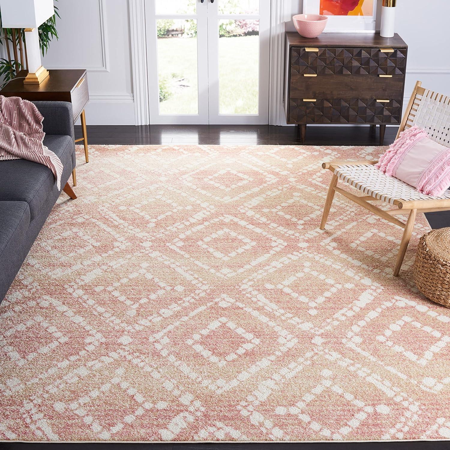 image:imageSAFAVIEH Area Rug 8x10 Adirondack Collection Large Ivory amp Light Blue Geometric Trellis Pattern NonShedding amp Easy Cleaning Ideal for Living Room Bedroom Office Dining Space ADR131TRoseGold