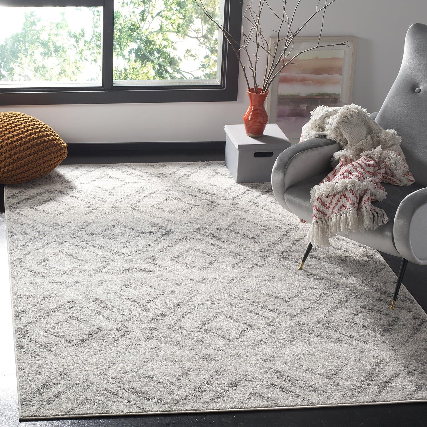 image:imageSAFAVIEH Area Rug 8x10 Adirondack Collection Large Ivory amp Light Blue Geometric Trellis Pattern NonShedding amp Easy Cleaning Ideal for Living Room Bedroom Office Dining Space ADR131TLight GreyGrey