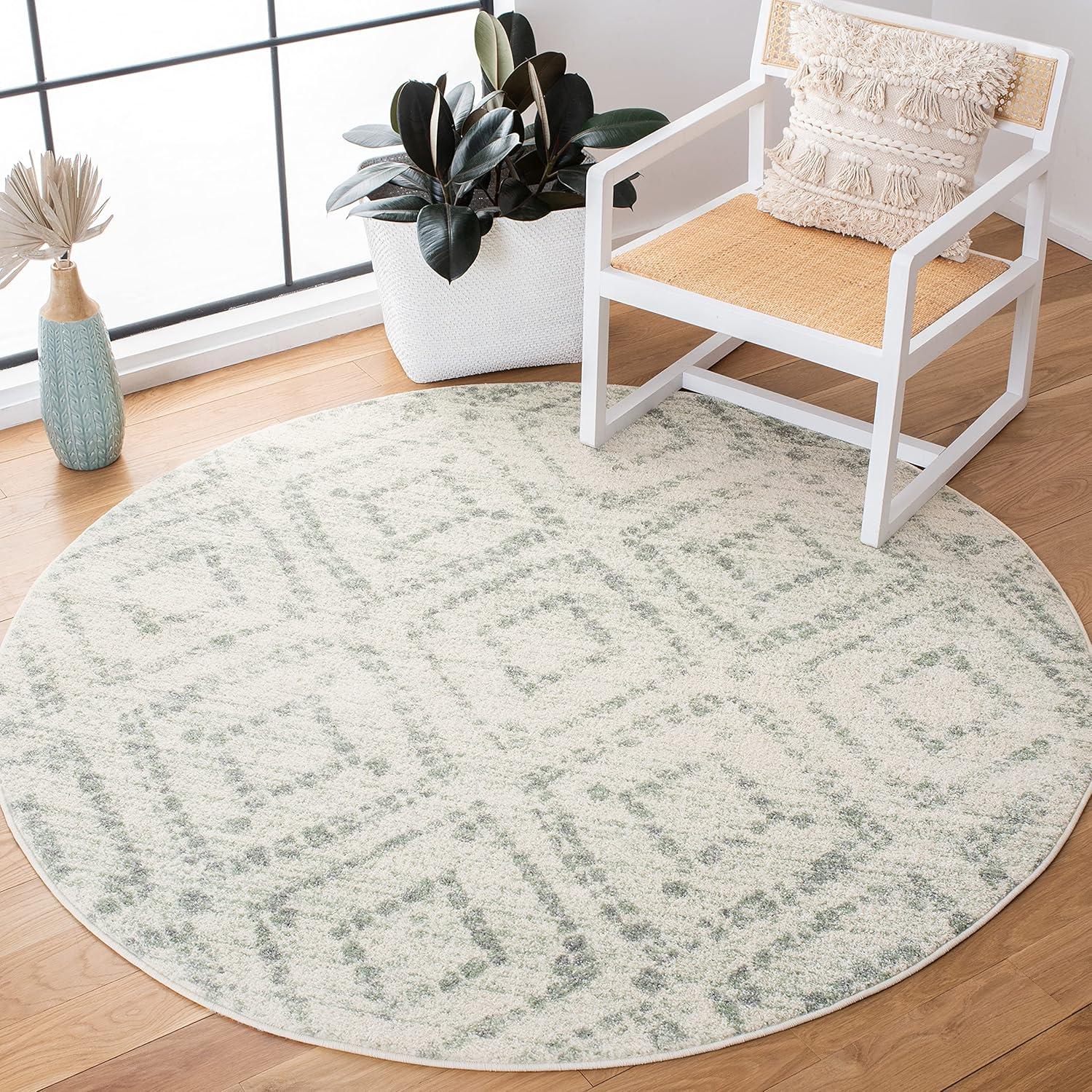 image:imageSAFAVIEH Area Rug 8x10 Adirondack Collection Large Ivory amp Light Blue Geometric Trellis Pattern NonShedding amp Easy Cleaning Ideal for Living Room Bedroom Office Dining Space ADR131TIvoryGreen