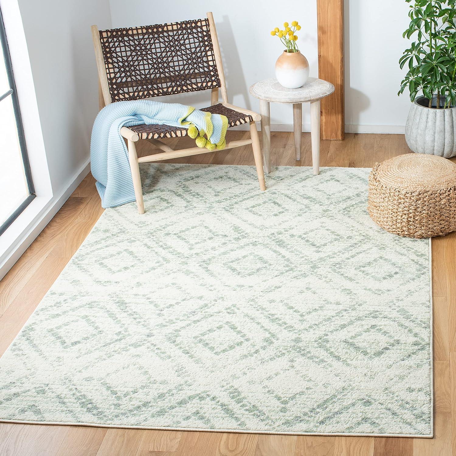 image:imageSAFAVIEH Area Rug 8x10 Adirondack Collection Large Ivory amp Light Blue Geometric Trellis Pattern NonShedding amp Easy Cleaning Ideal for Living Room Bedroom Office Dining Space ADR131TIvoryGreen
