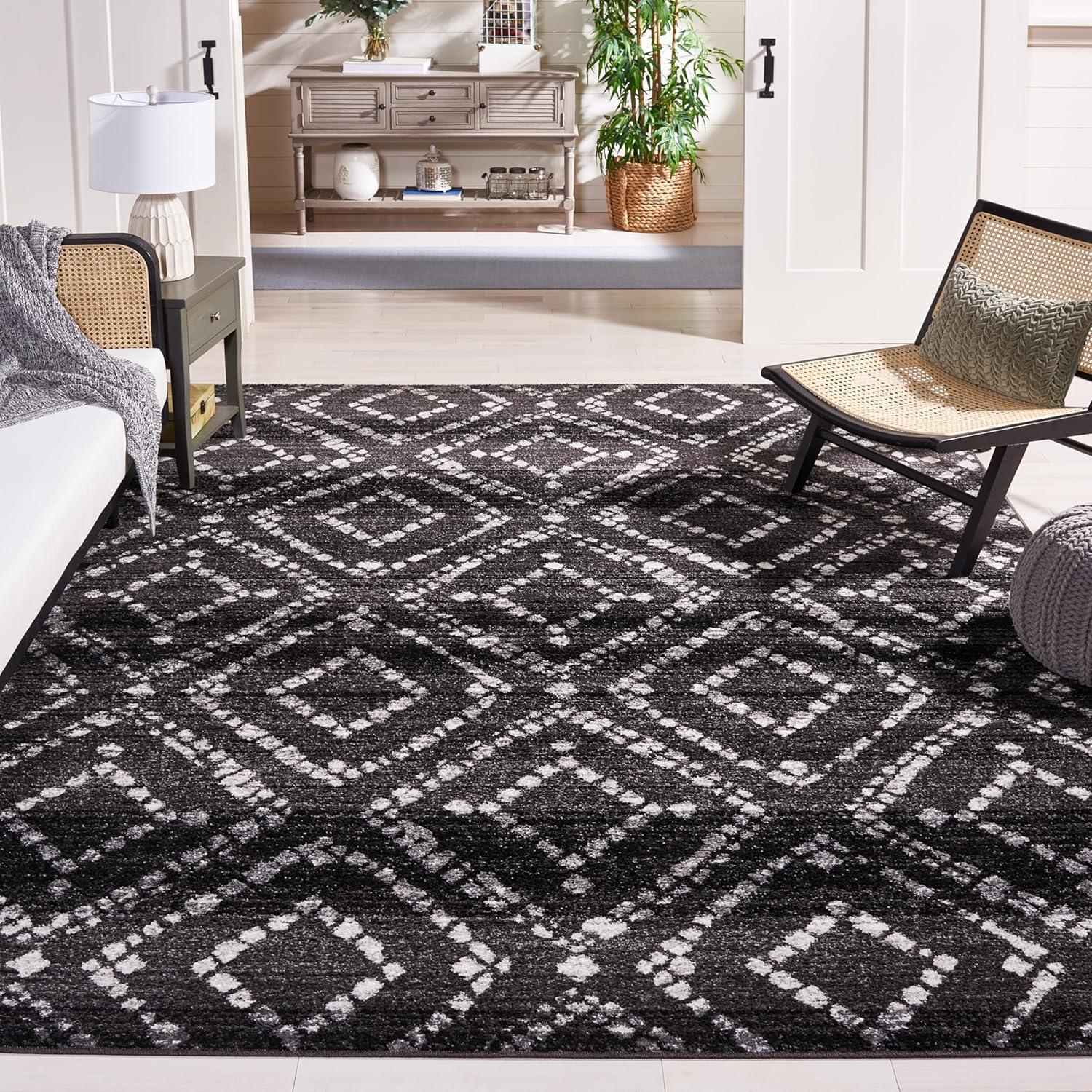 image:imageSAFAVIEH Area Rug 8x10 Adirondack Collection Large Ivory amp Light Blue Geometric Trellis Pattern NonShedding amp Easy Cleaning Ideal for Living Room Bedroom Office Dining Space ADR131TBlackIvory