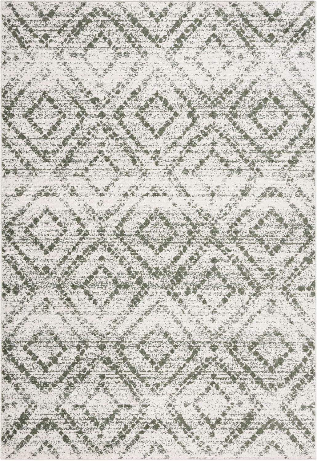 image:imageSAFAVIEH Area Rug 8x10 Adirondack Collection Large Ivory amp Light Blue Geometric Trellis Pattern NonShedding amp Easy Cleaning Ideal for Living Room Bedroom Office Dining Space ADR131TIvoryDark Green