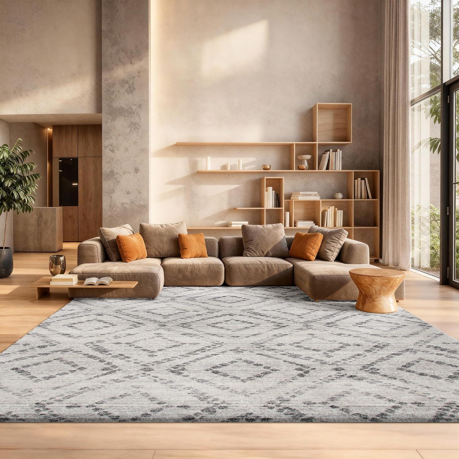 image:imageSAFAVIEH Area Rug 8x10 Adirondack Collection Large Ivory amp Light Blue Geometric Trellis Pattern NonShedding amp Easy Cleaning Ideal for Living Room Bedroom Office Dining Space ADR131TLight GreyGrey