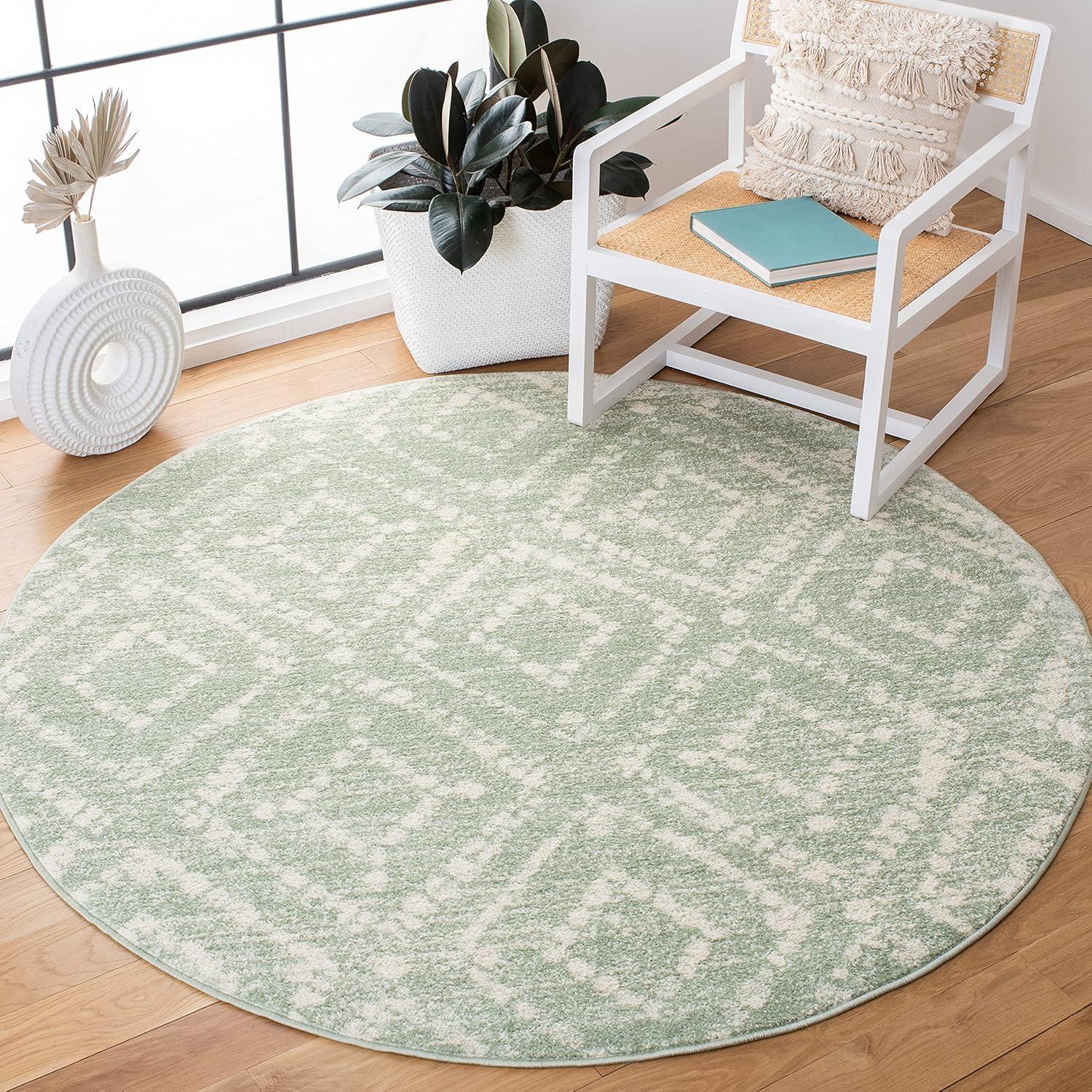 image:imageSAFAVIEH Area Rug 8x10 Adirondack Collection Large Ivory amp Light Blue Geometric Trellis Pattern NonShedding amp Easy Cleaning Ideal for Living Room Bedroom Office Dining Space ADR131TGreenIvory