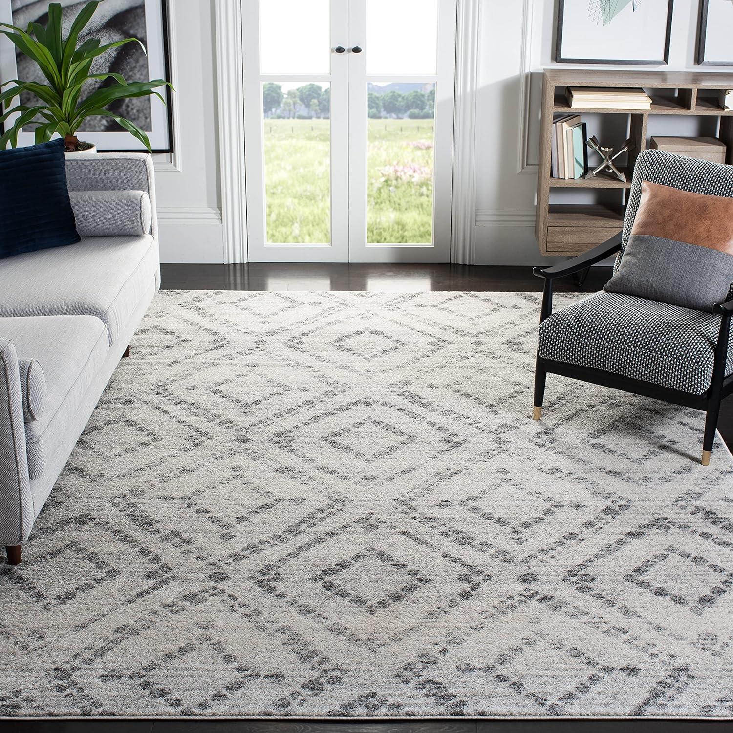 image:imageSAFAVIEH Area Rug 8x10 Adirondack Collection Large Ivory amp Light Blue Geometric Trellis Pattern NonShedding amp Easy Cleaning Ideal for Living Room Bedroom Office Dining Space ADR131TLight GreyGrey