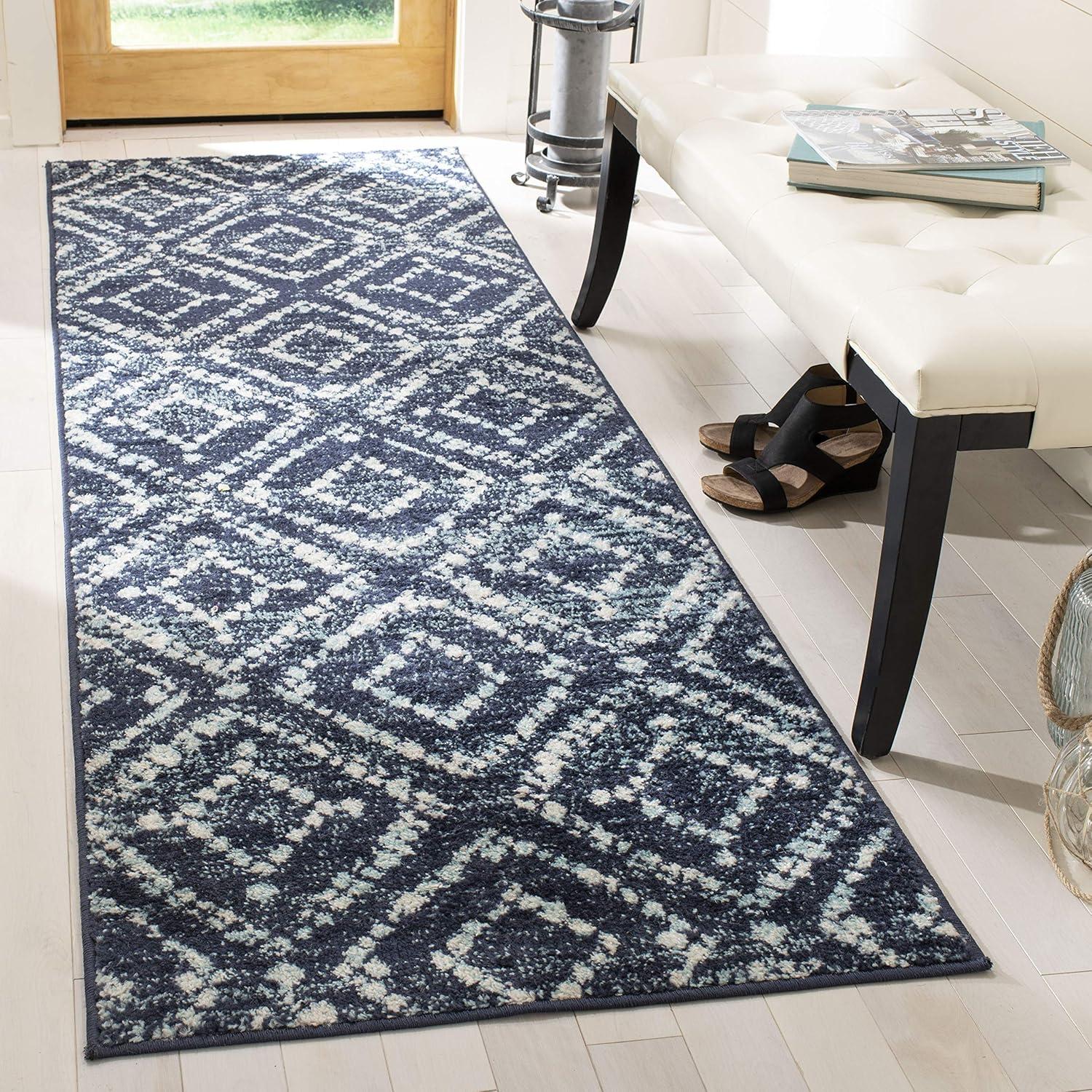 image:imageSAFAVIEH Area Rug 8x10 Adirondack Collection Large Ivory amp Light Blue Geometric Trellis Pattern NonShedding amp Easy Cleaning Ideal for Living Room Bedroom Office Dining Space ADR131TNavyIvory