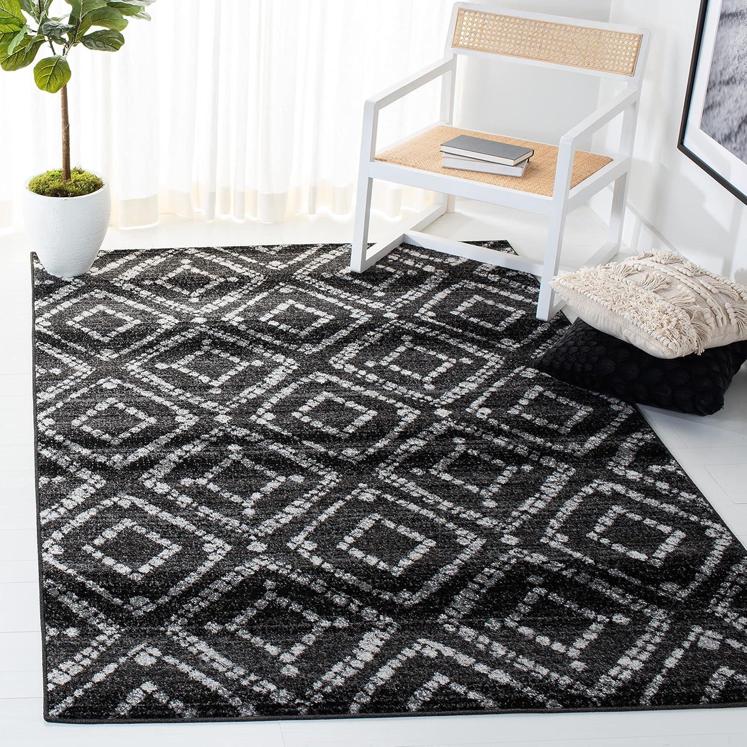 image:imageSAFAVIEH Area Rug 8x10 Adirondack Collection Large Ivory amp Light Blue Geometric Trellis Pattern NonShedding amp Easy Cleaning Ideal for Living Room Bedroom Office Dining Space ADR131TBlackIvory
