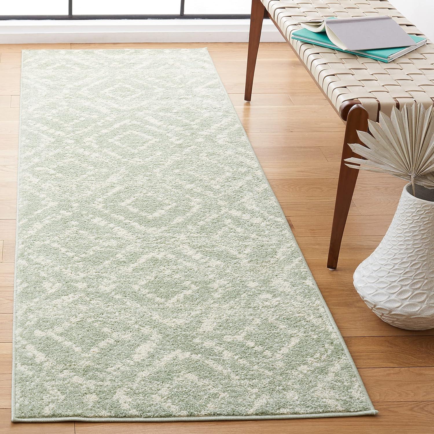 image:imageSAFAVIEH Area Rug 8x10 Adirondack Collection Large Ivory amp Light Blue Geometric Trellis Pattern NonShedding amp Easy Cleaning Ideal for Living Room Bedroom Office Dining Space ADR131TGreenIvory