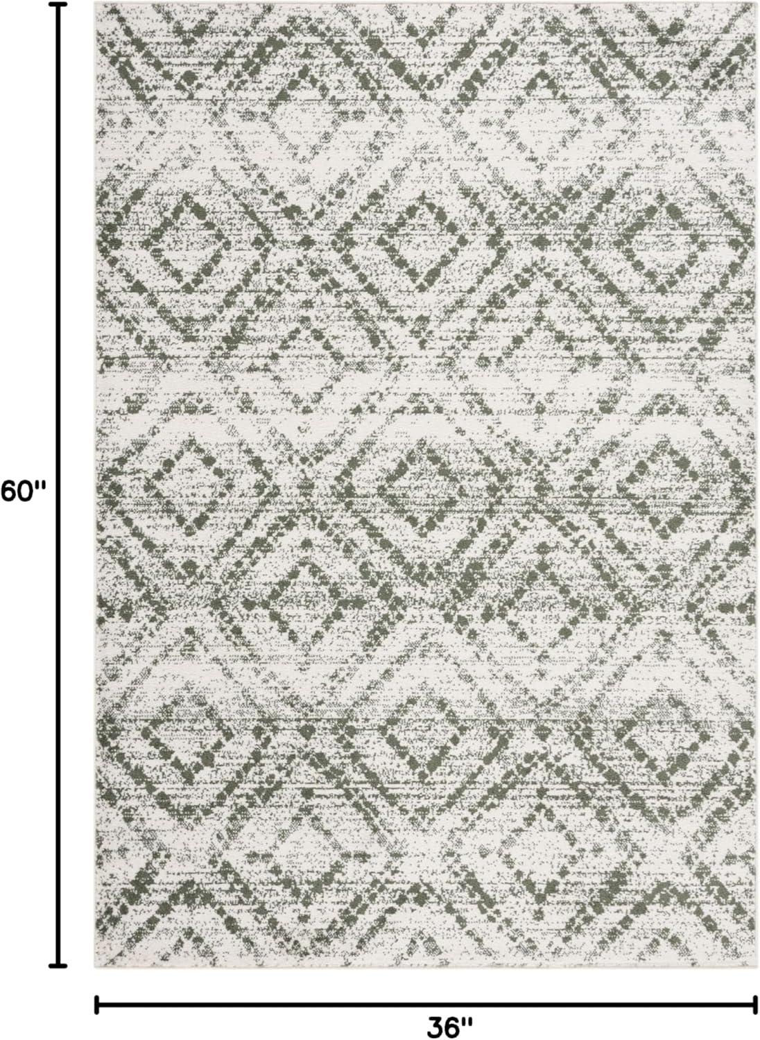 image:imageSAFAVIEH Area Rug 8x10 Adirondack Collection Large Ivory amp Light Blue Geometric Trellis Pattern NonShedding amp Easy Cleaning Ideal for Living Room Bedroom Office Dining Space ADR131TIvoryDark Green
